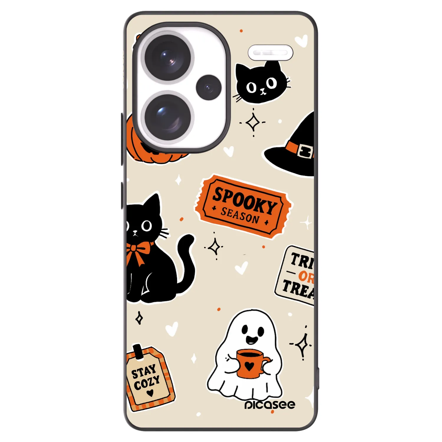 Picasee silikonový černý obal pro Xiaomi Redmi Note 13 Pro+ 5G - Halloween stickers
