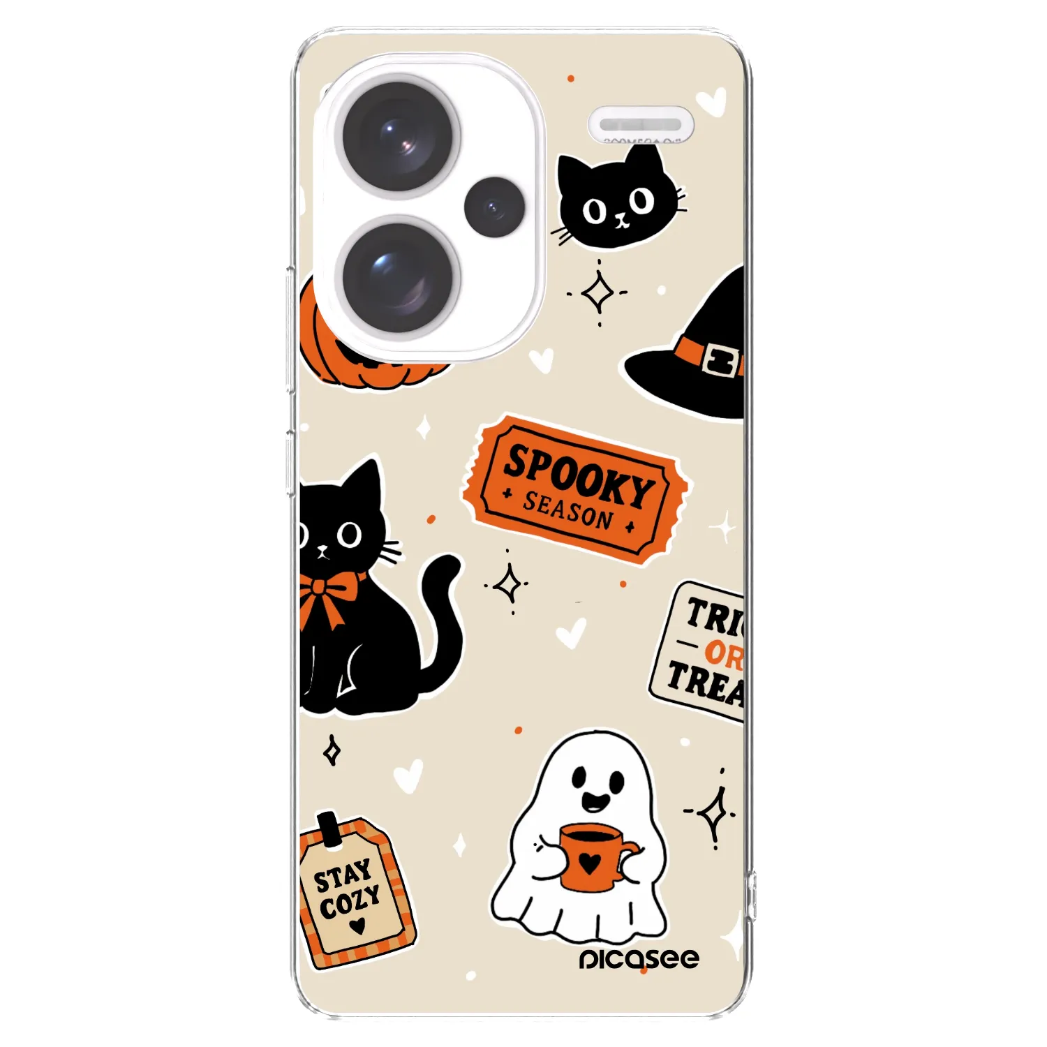 Picasee silikonový průhledný obal pro Xiaomi Redmi Note 13 Pro+ 5G - Halloween stickers