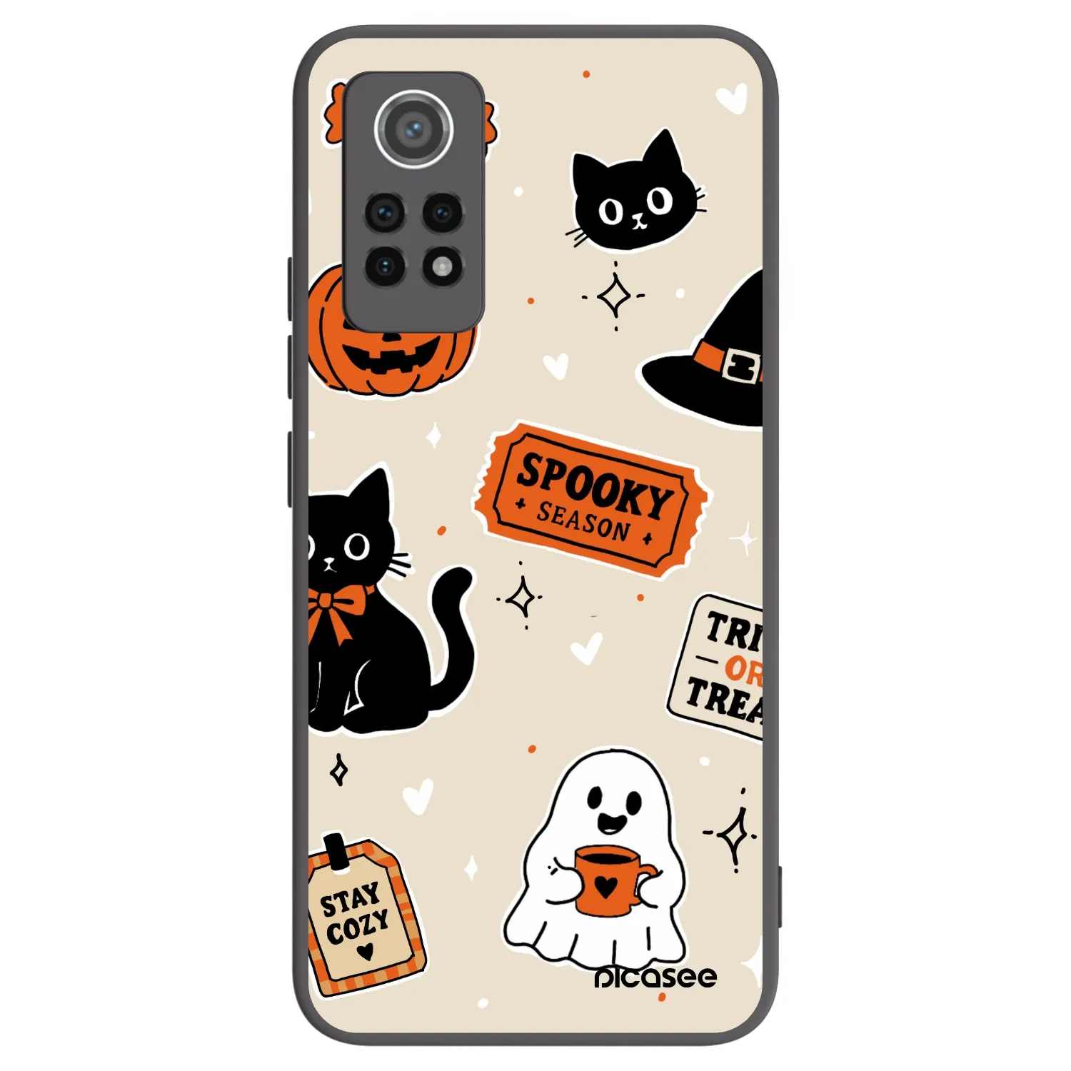 Picasee silikonový černý obal pro Xiaomi Redmi Note 12 Pro 4G - Halloween stickers