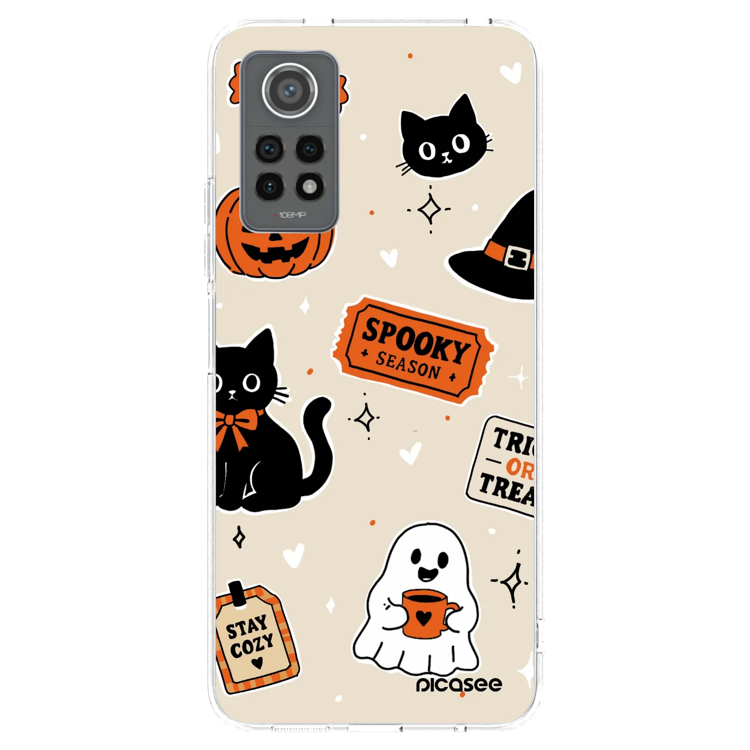 Picasee silikonový průhledný obal pro Xiaomi Redmi Note 12 Pro 4G - Halloween stickers