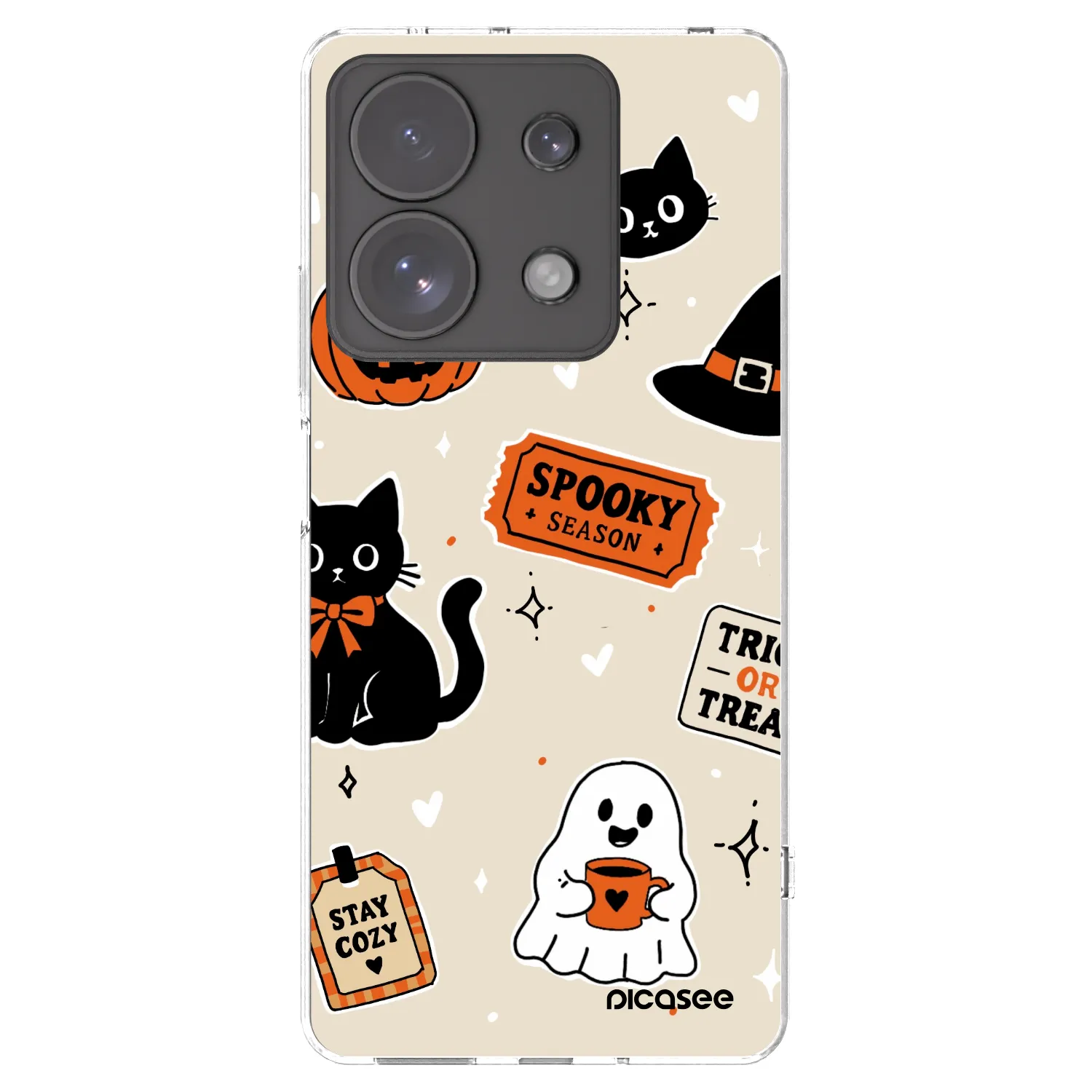 Picasee silikonový průhledný obal pro Xiaomi Redmi Note 13 Pro 4G - Halloween stickers
