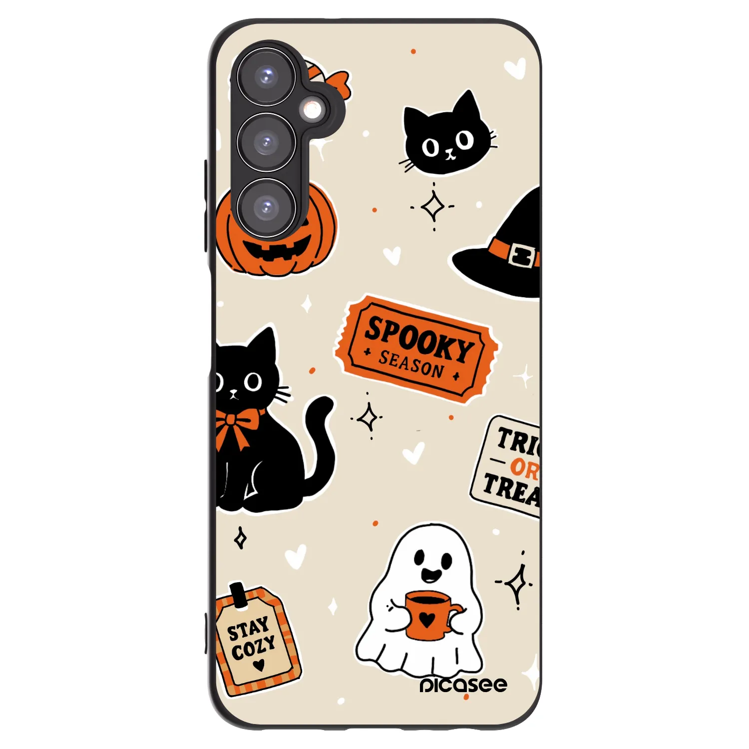 Picasee silikonový černý obal pro Samsung Galaxy A05s A057G - Halloween stickers