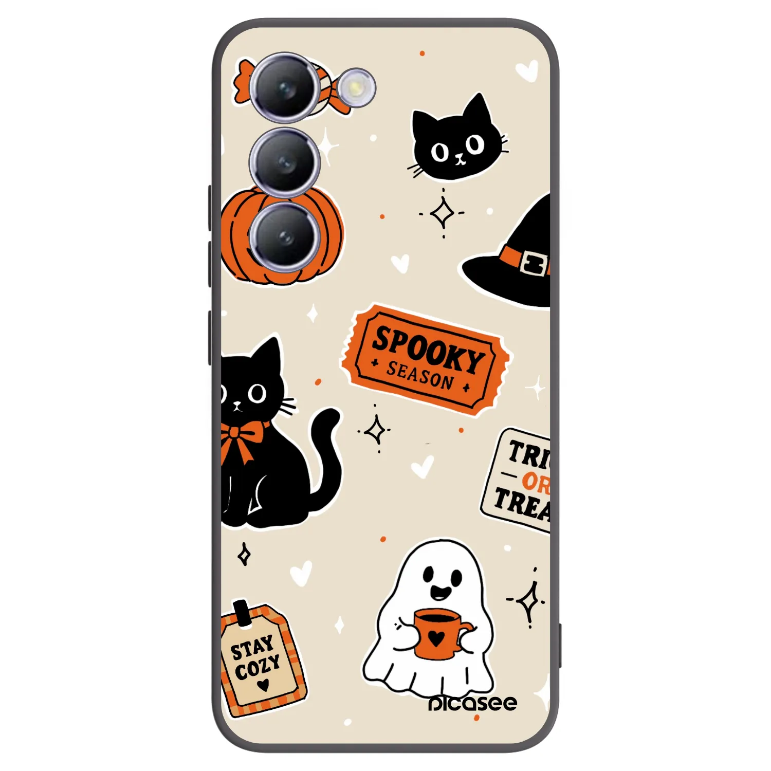 Picasee silikonový černý obal pro Vivo V40 SE 5G - Halloween stickers