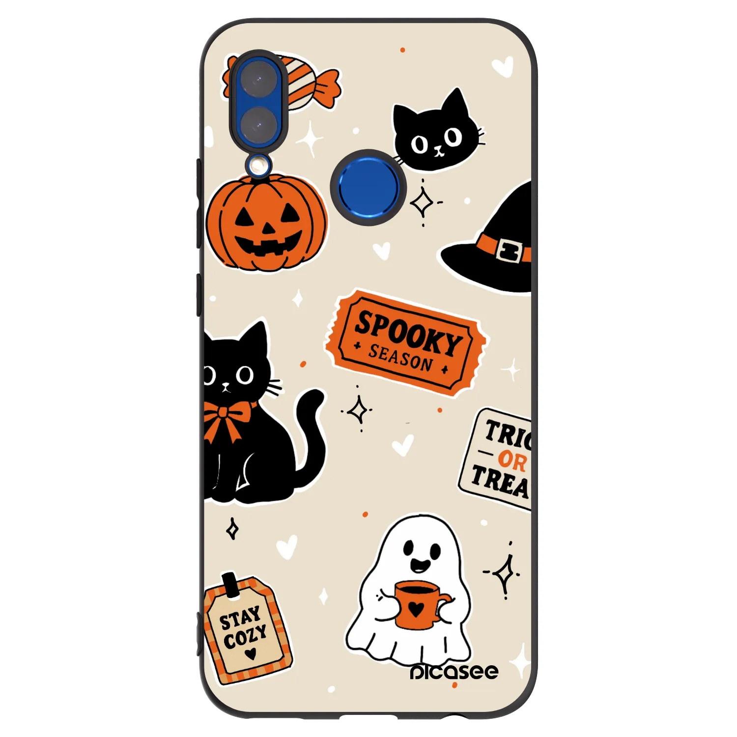 Picasee silikonový černý obal pro Huawei P Smart 2019 - Halloween stickers