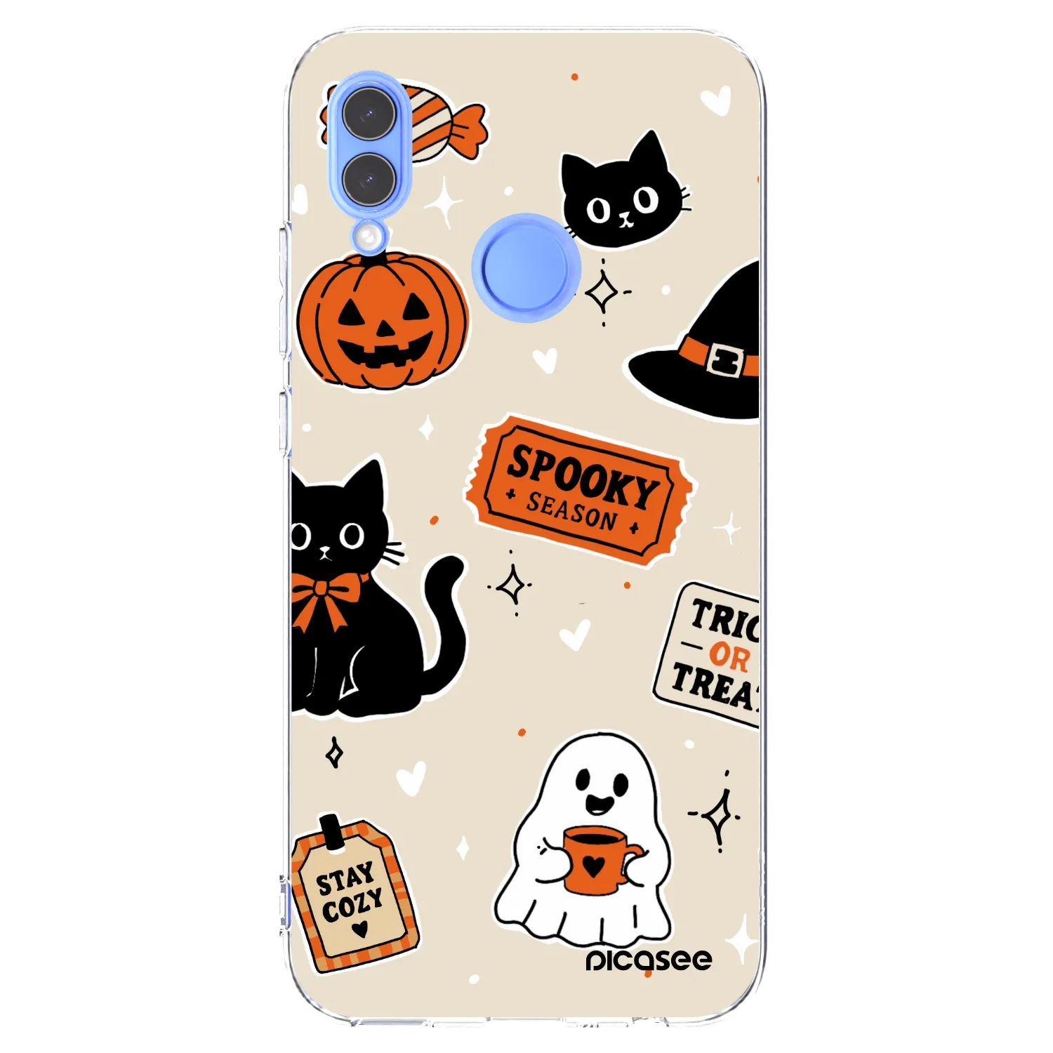 Picasee silikonový průhledný obal pro Huawei P Smart 2019 - Halloween stickers