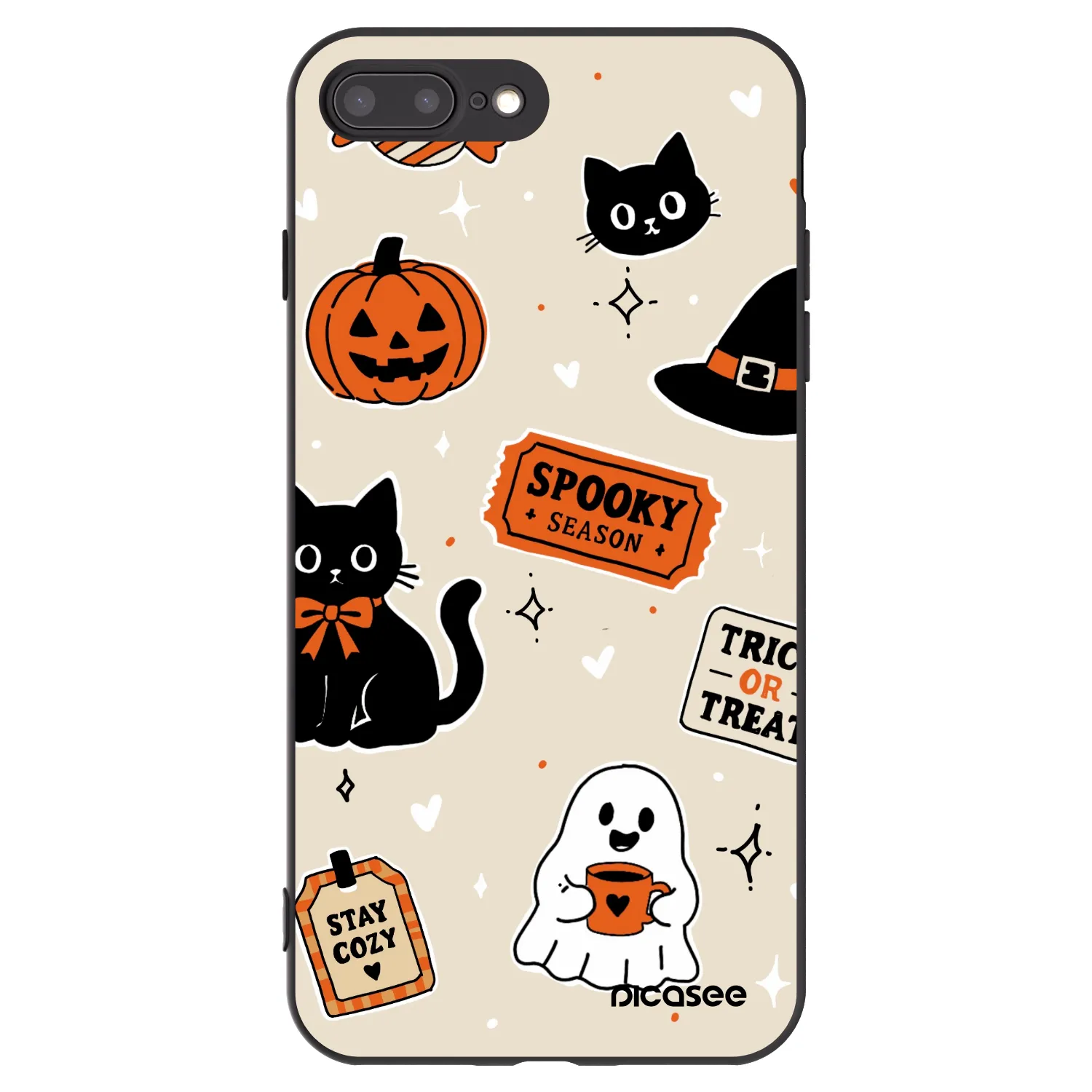 Picasee silikonový černý obal pro Apple iPhone 7 Plus - Halloween stickers