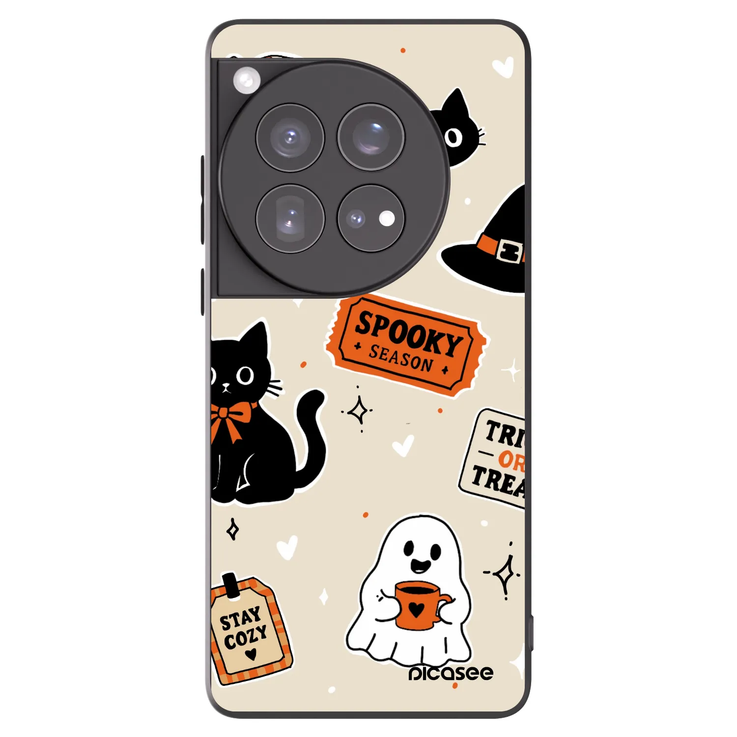 Picasee silikonový černý obal pro OnePlus 12 5G - Halloween stickers