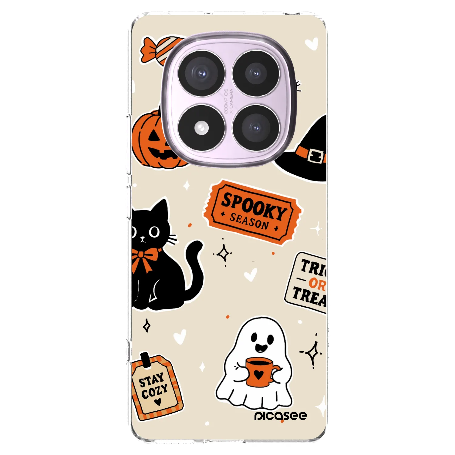 Picasee silikonový průhledný obal pro Xiaomi Redmi Note 14 Pro 5G - Halloween stickers