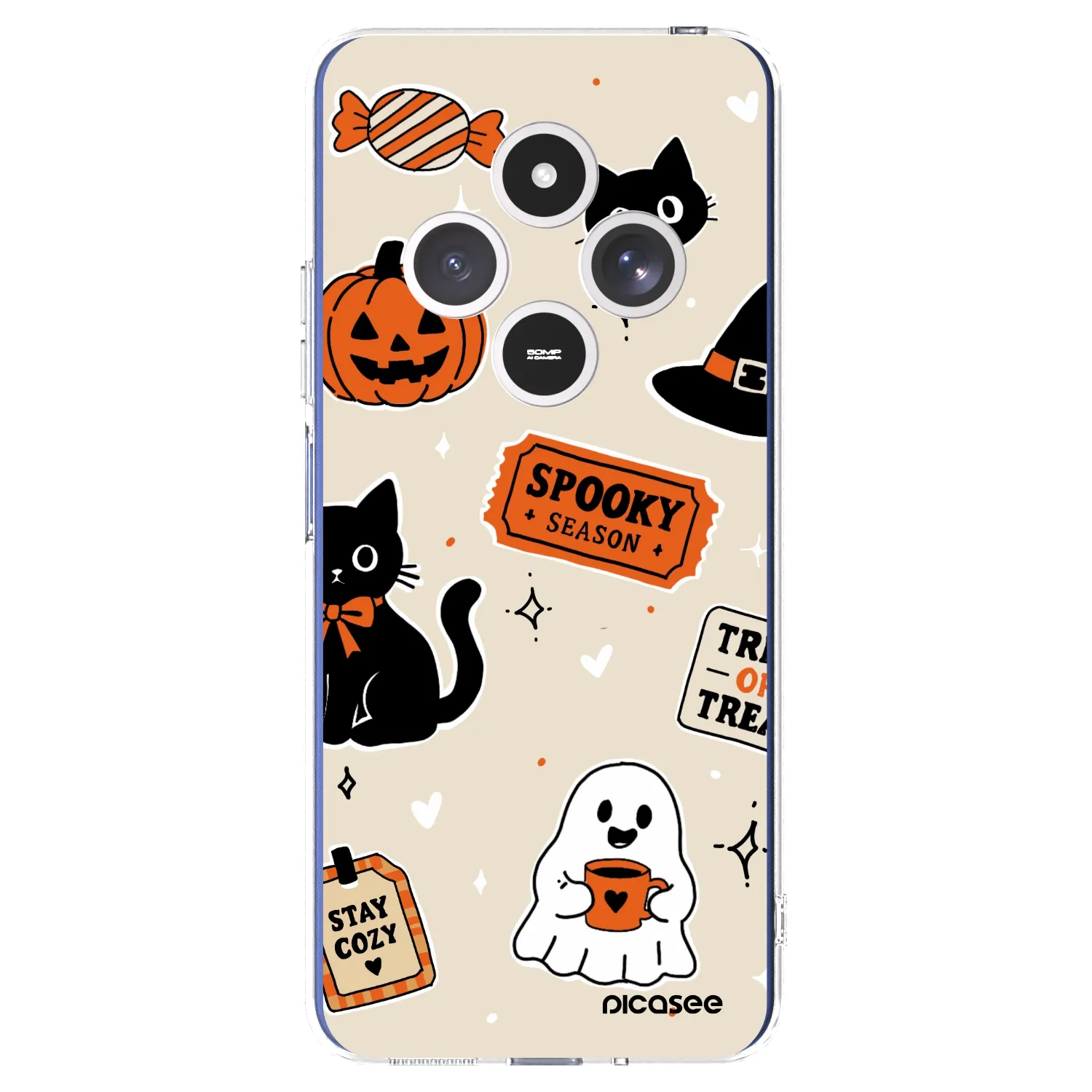 Picasee silikonový průhledný obal pro Xiaomi Redmi 14C - Halloween stickers