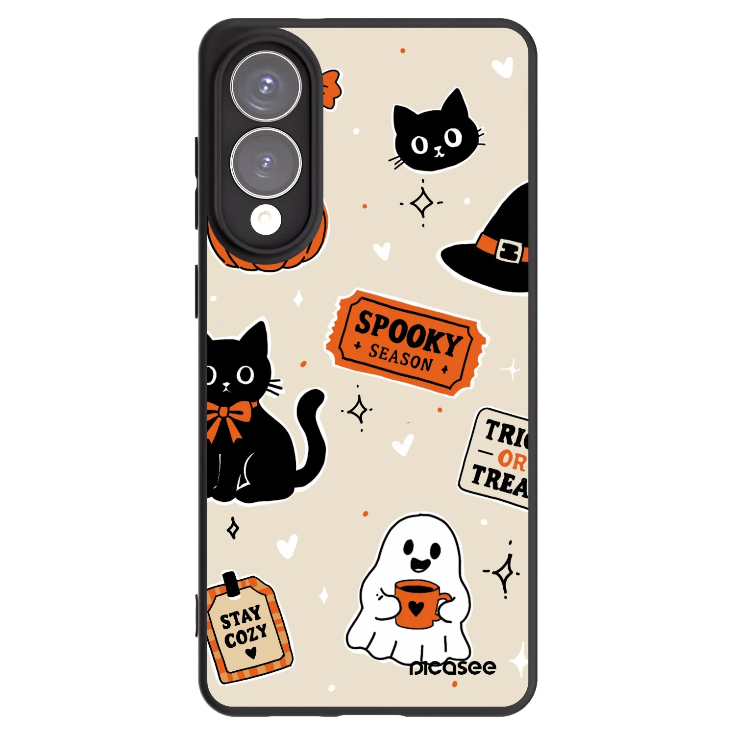 Picasee silikonový černý obal pro Samsung Galaxy S25 Edge 5G - Halloween stickers