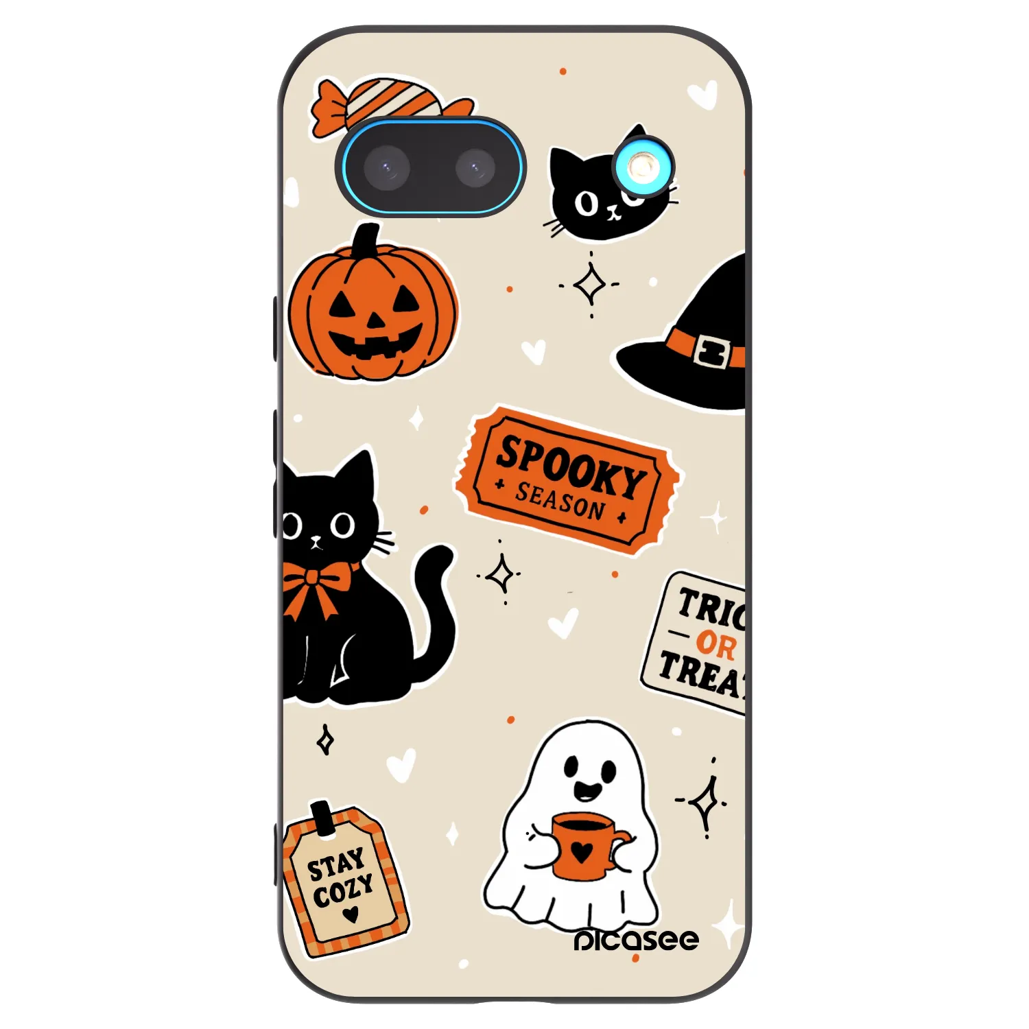 Picasee silikonový černý obal pro Google Pixel 8 - Halloween stickers