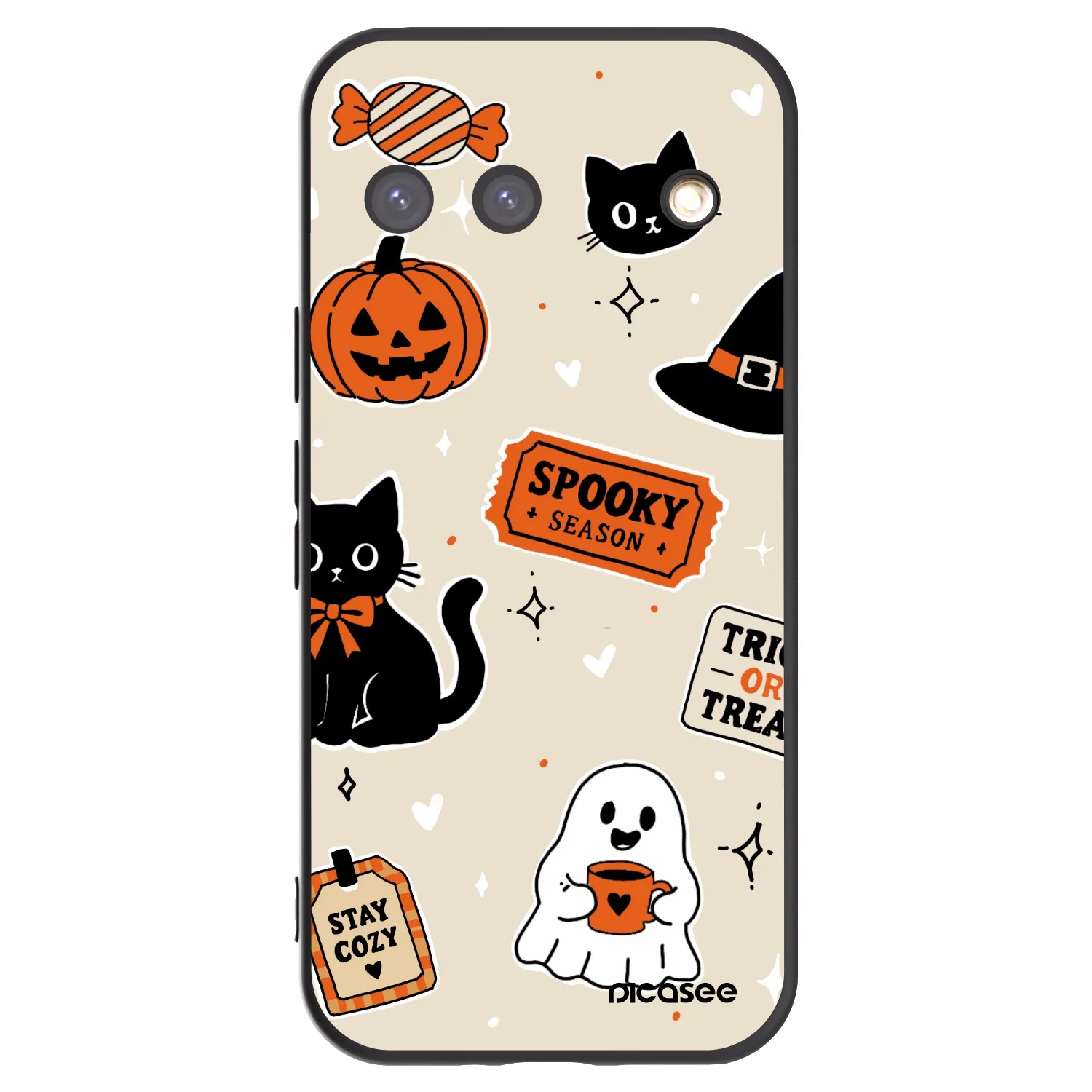 Picasee silikonový černý obal pro Google Pixel 9 - Halloween stickers