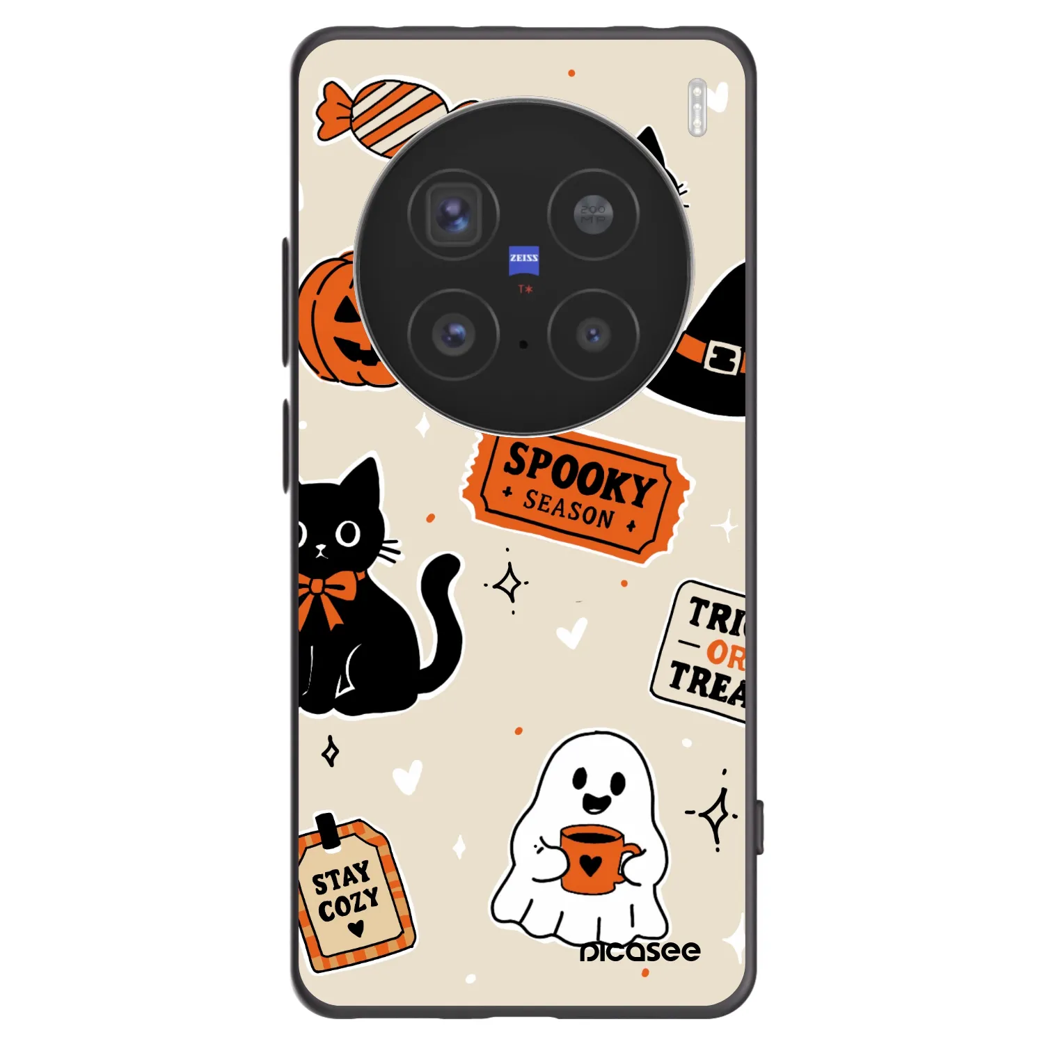 Picasee silikonový černý obal pro Vivo X200 Pro - Halloween stickers