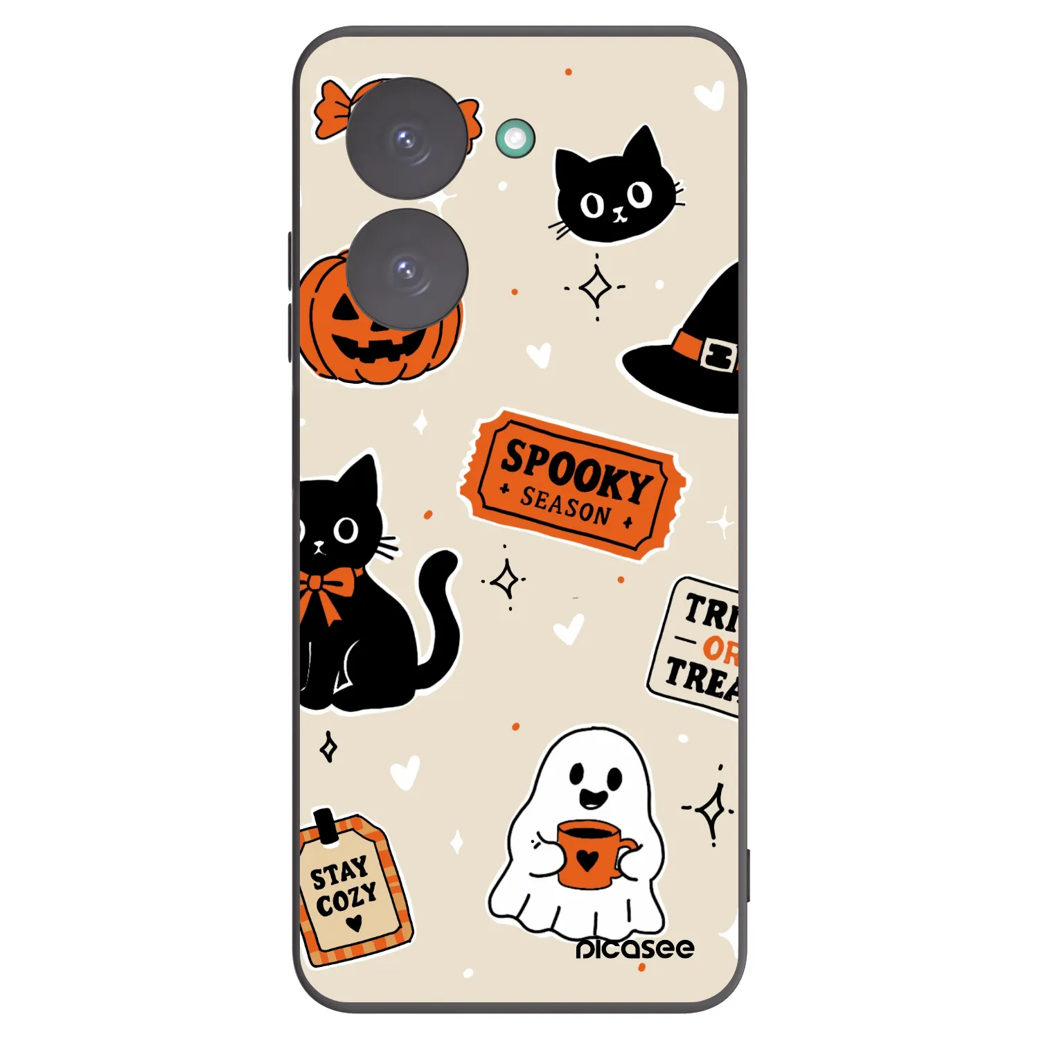 Picasee silikonový černý obal pro Xiaomi Redmi A5 - Halloween stickers