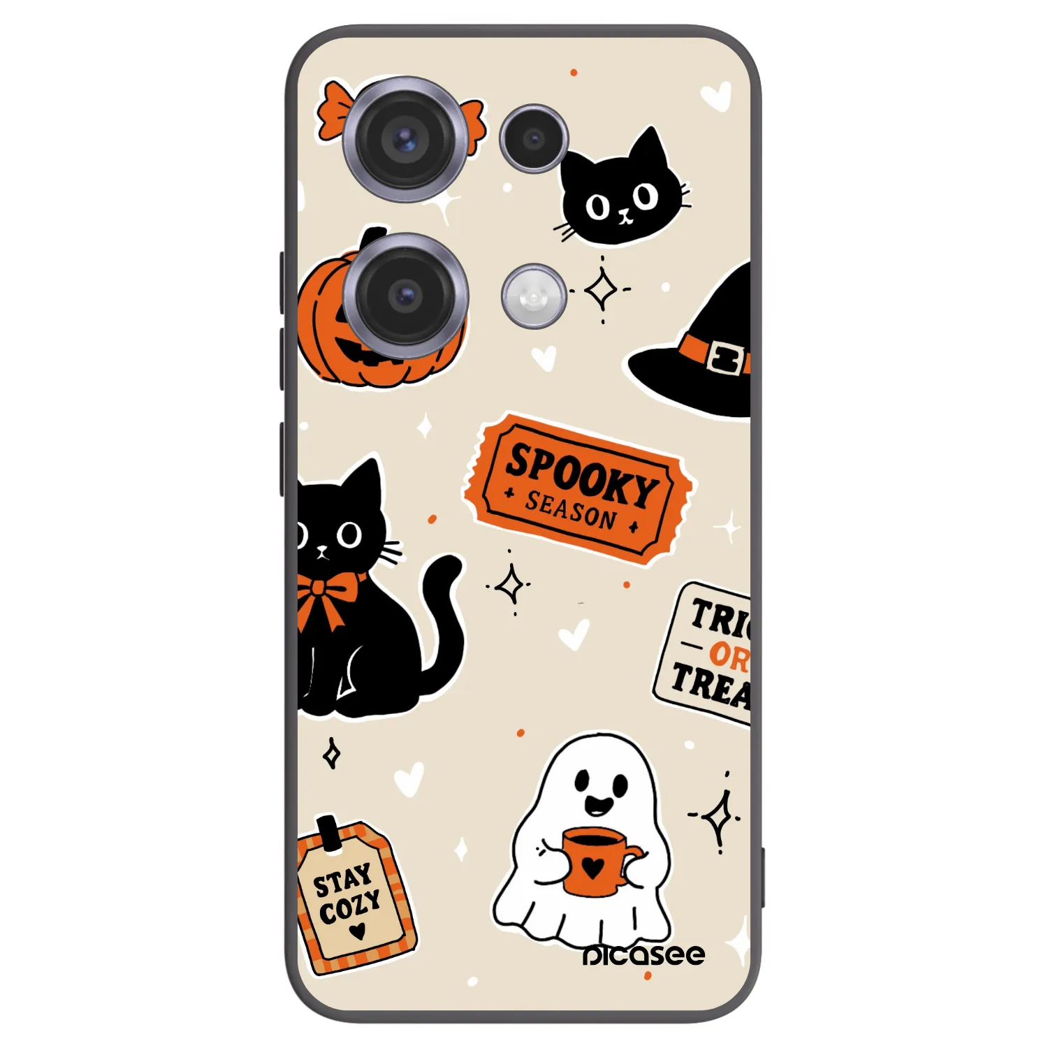 Picasee silikonový černý obal pro Xiaomi Redmi Note 14S - Halloween stickers