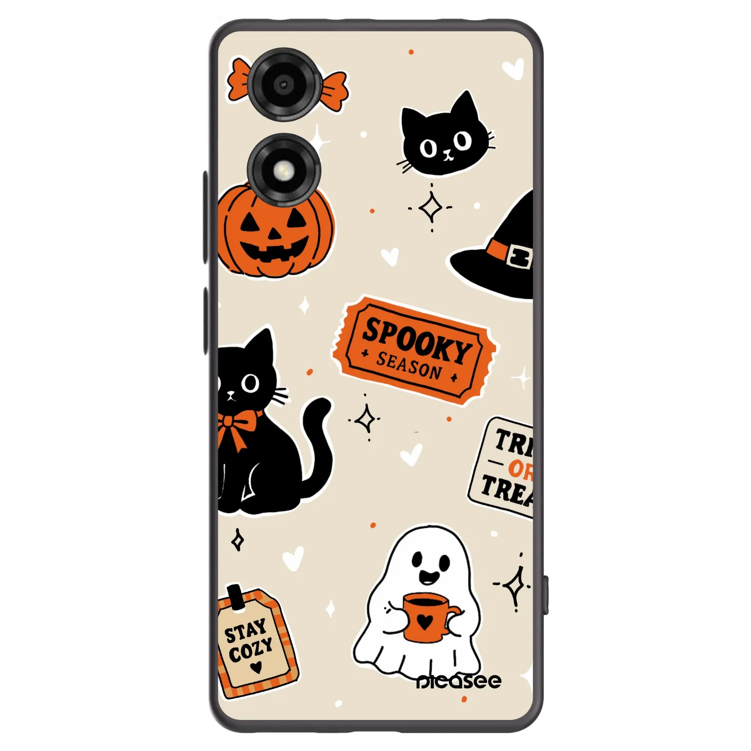 Picasee silikonový černý obal pro Motorola Moto E14 - Halloween stickers
