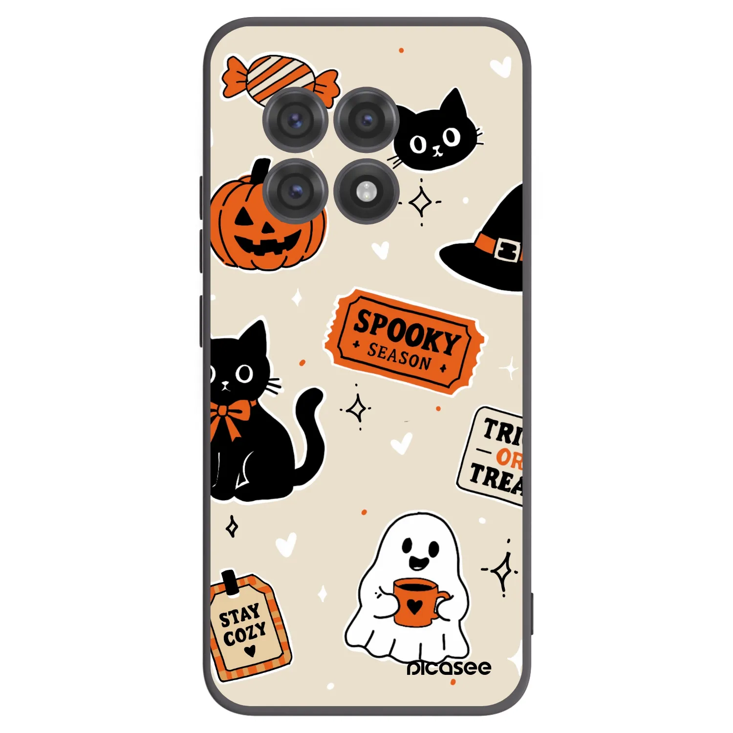 Picasee silikonový černý obal pro OnePlus 13R 5G - Halloween stickers