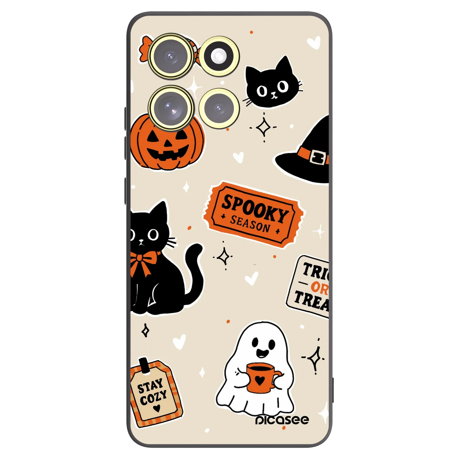 Picasee silikonový černý obal pro Motorola Moto G86 5G - Halloween stickers