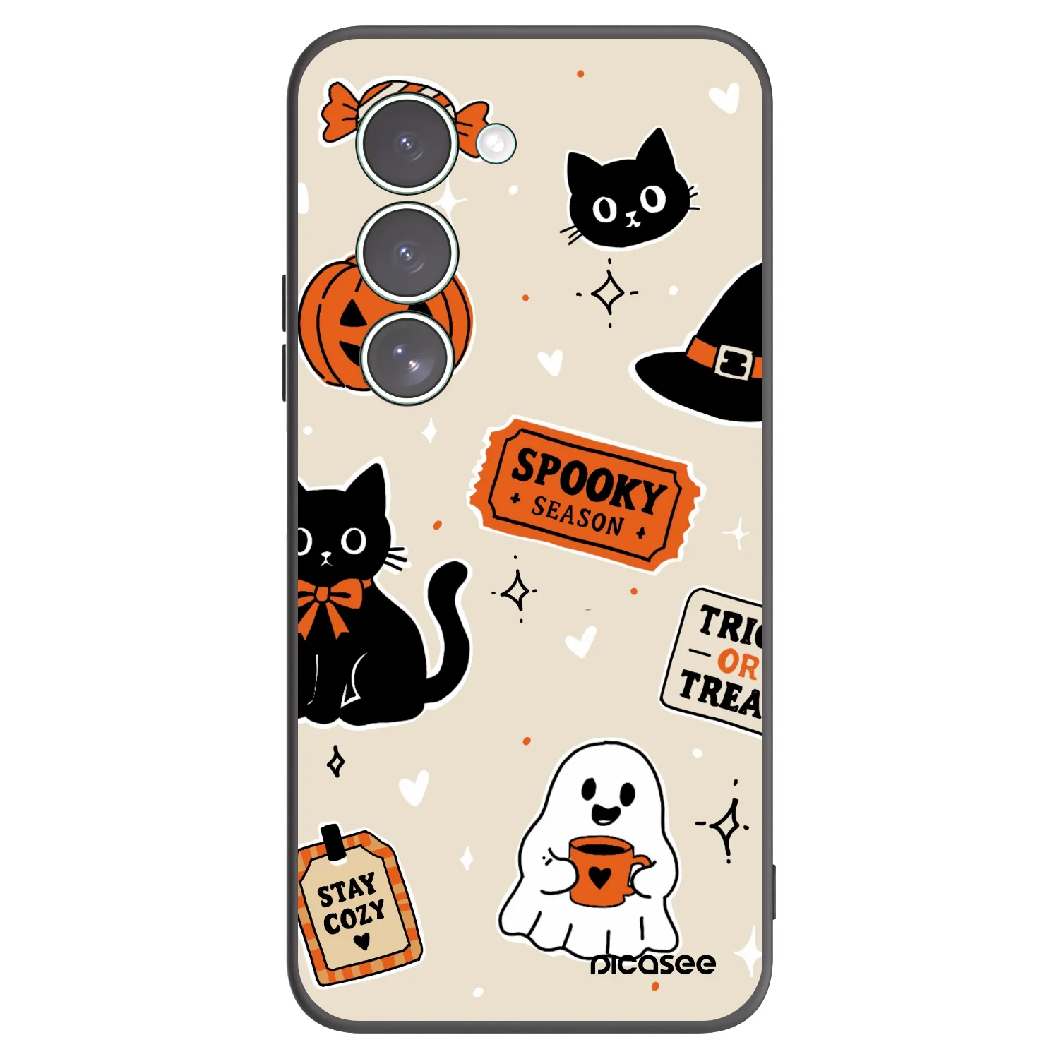 Picasee silikonový černý obal pro Xiaomi Redmi 15 5G - Halloween stickers