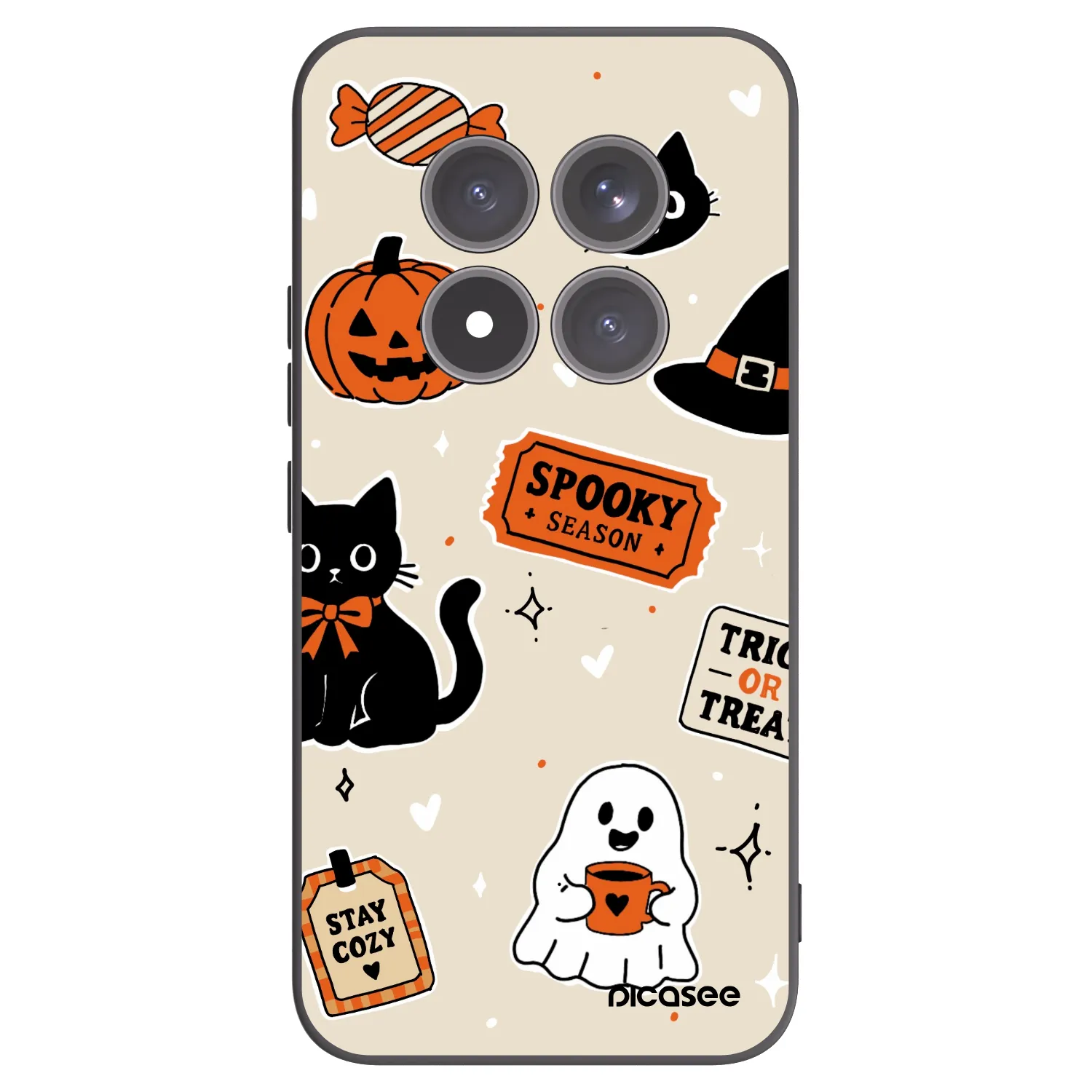 Picasee silikonový černý obal pro Xiaomi Redmi Note 15 Pro+ - Halloween stickers