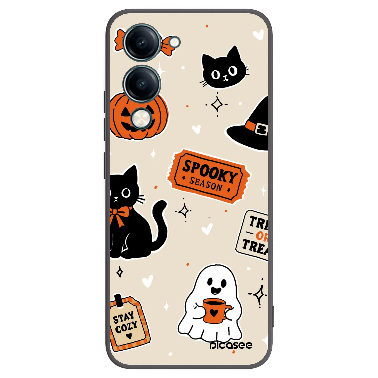 Picasee silikonový černý obal pro Vivo Y29s 5G - Halloween stickers