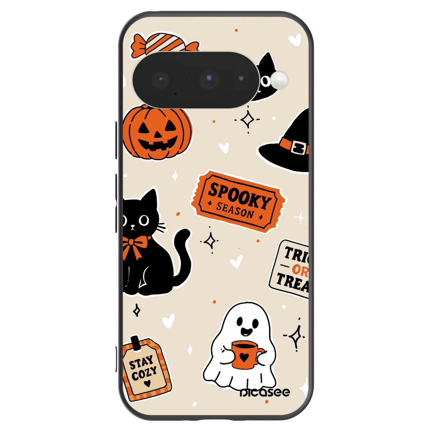 Picasee silikonový černý obal pro Google Pixel 10 - Halloween stickers