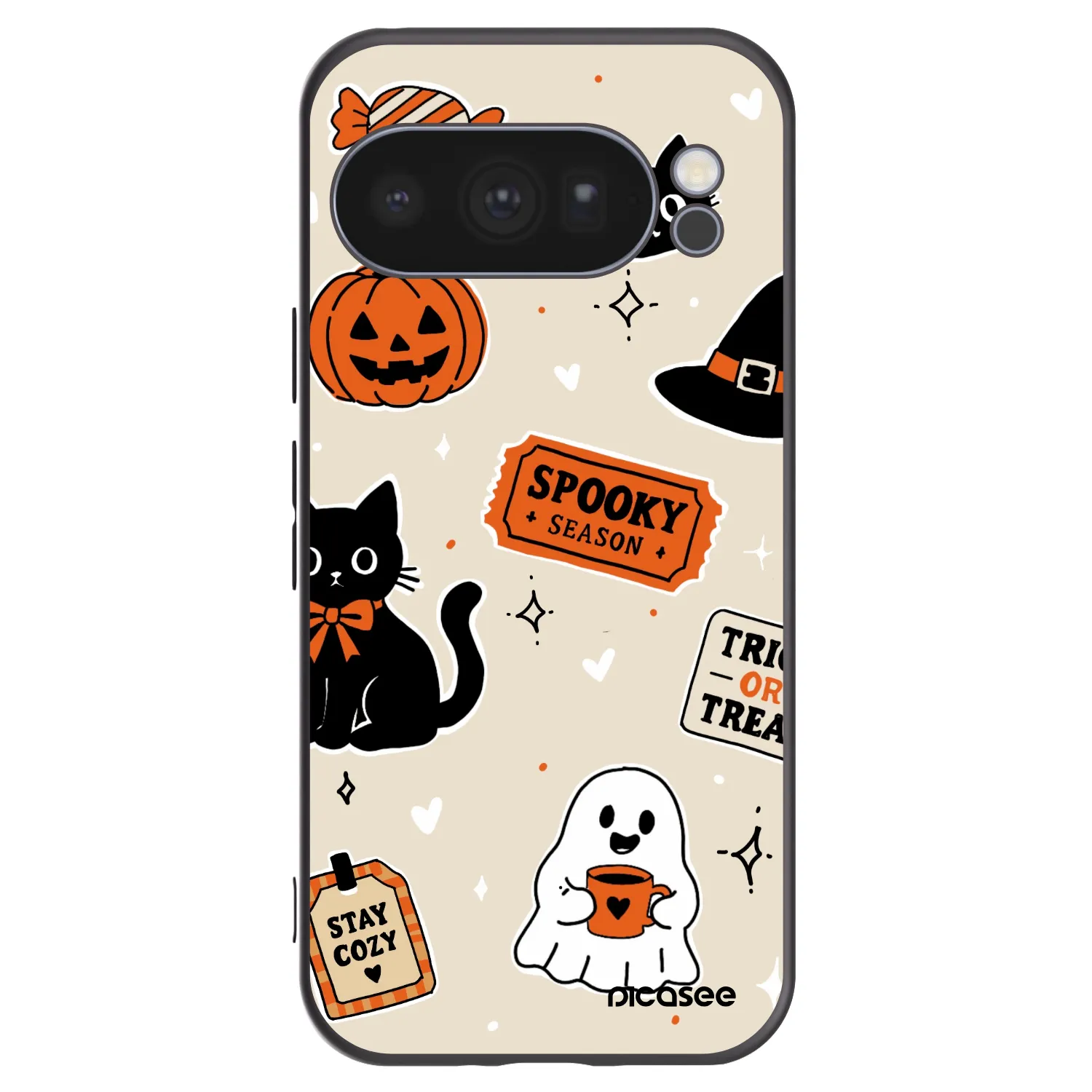 Picasee silikonový černý obal pro Google Pixel 10 Pro - Halloween stickers