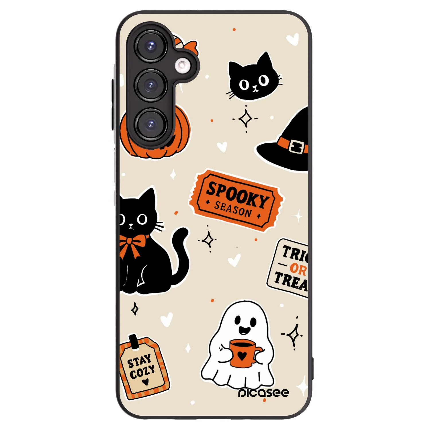 Picasee silikonový černý obal pro Samsung Galaxy A16 4G - Halloween stickers