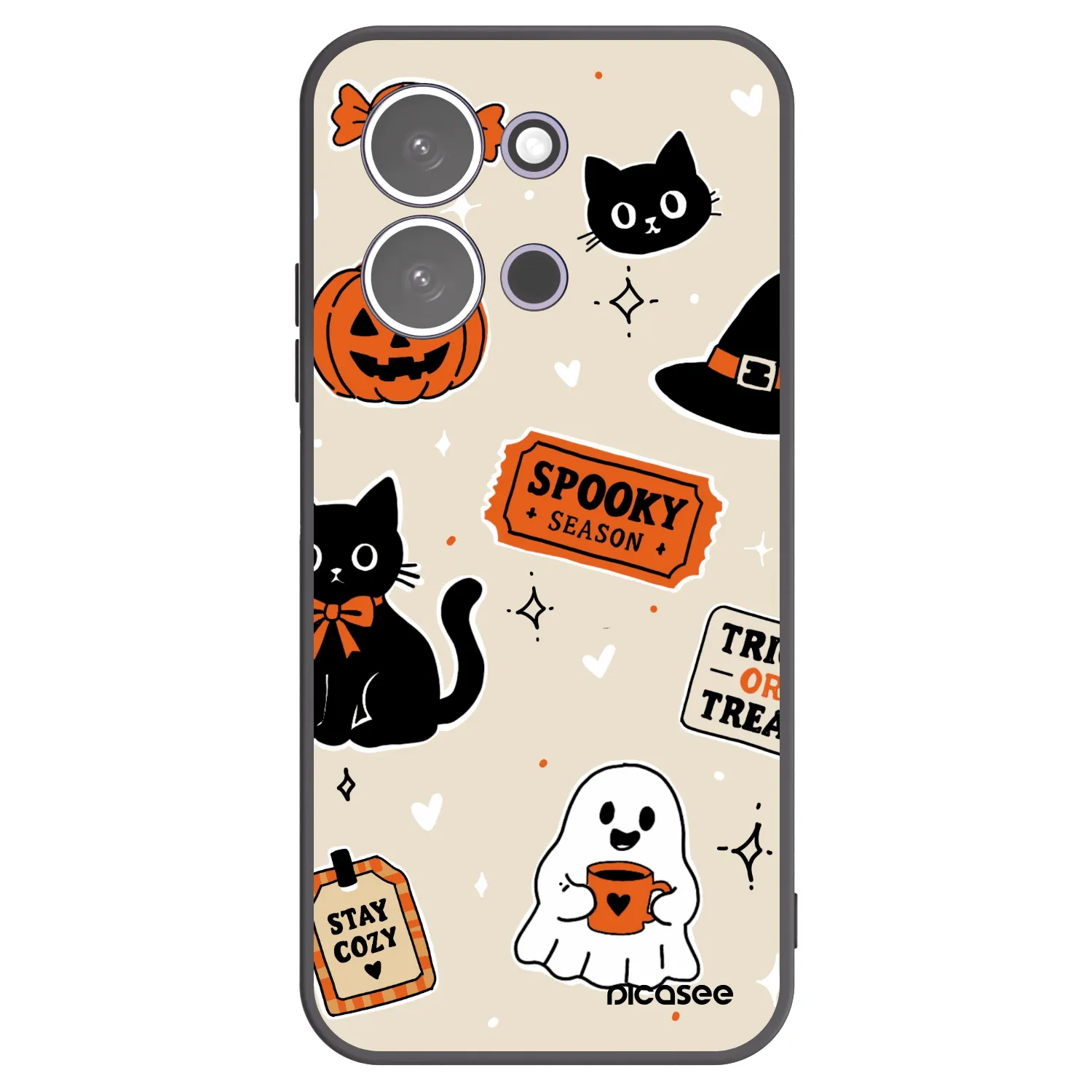 Picasee silikonový černý obal pro Xiaomi Redmi 15C 5G - Halloween stickers