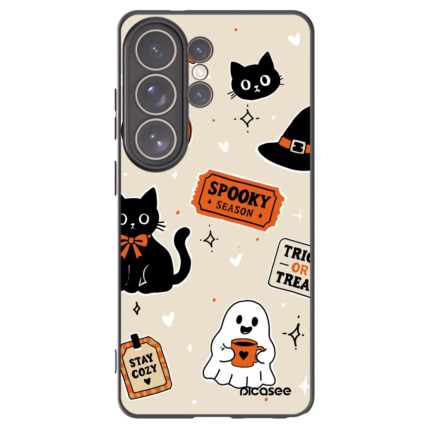 Picasee silikonový černý obal pro Samsung Galaxy S26 Ultra - Halloween stickers