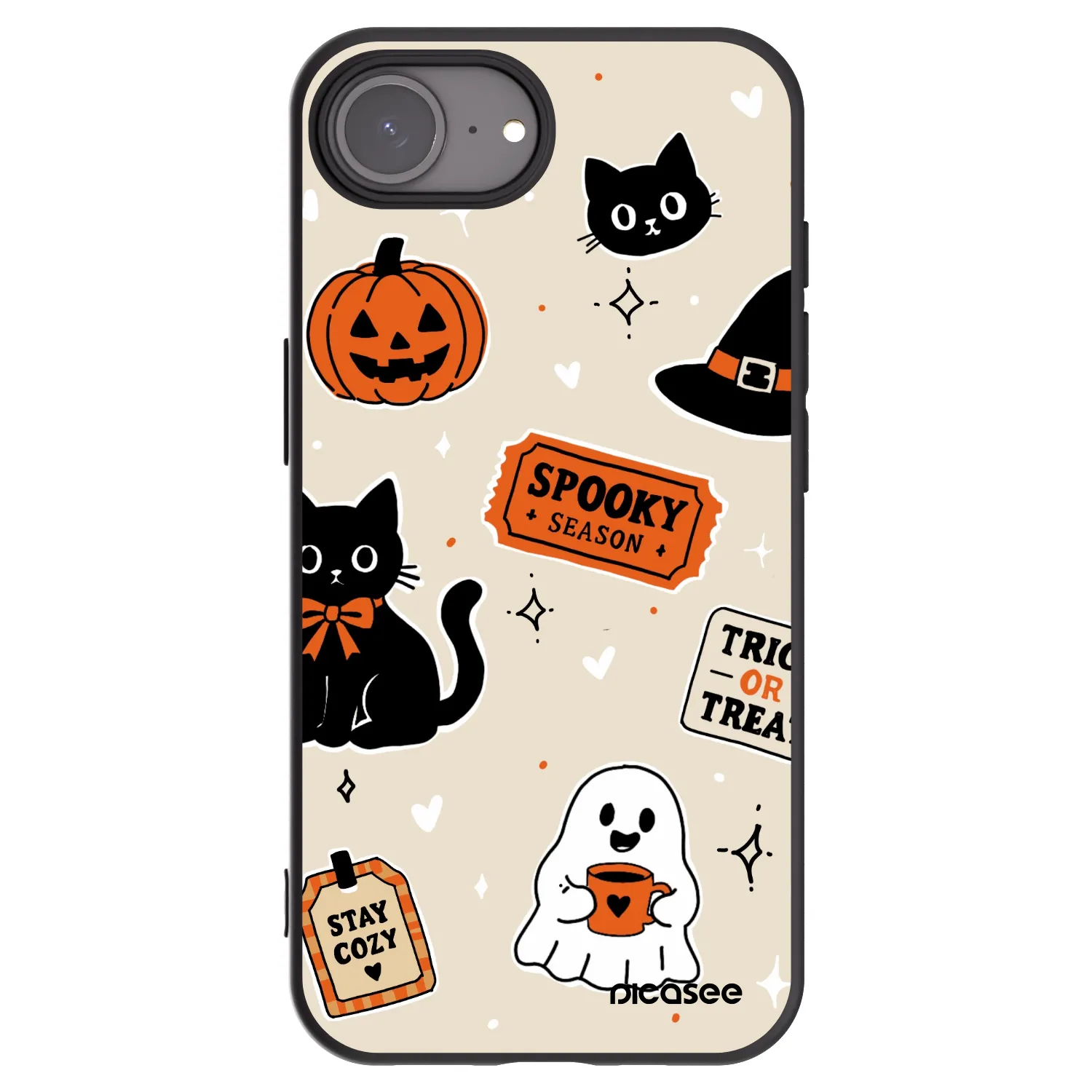 Picasee silikonový černý obal pro Apple iPhone 17e - Halloween stickers