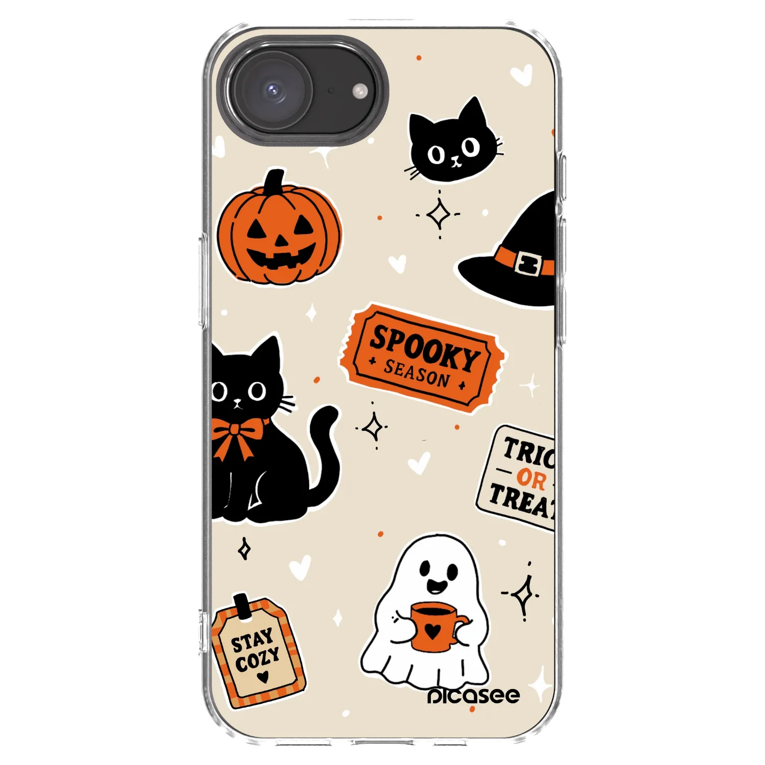 Picasee silikonový průhledný obal pro Apple iPhone 17e - Halloween stickers