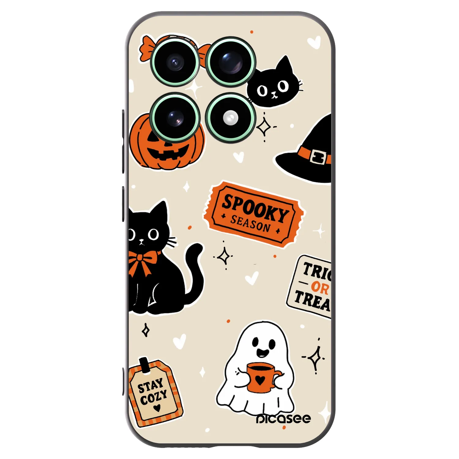 Picasee silikonový černý obal pro Xiaomi 17 - Halloween stickers