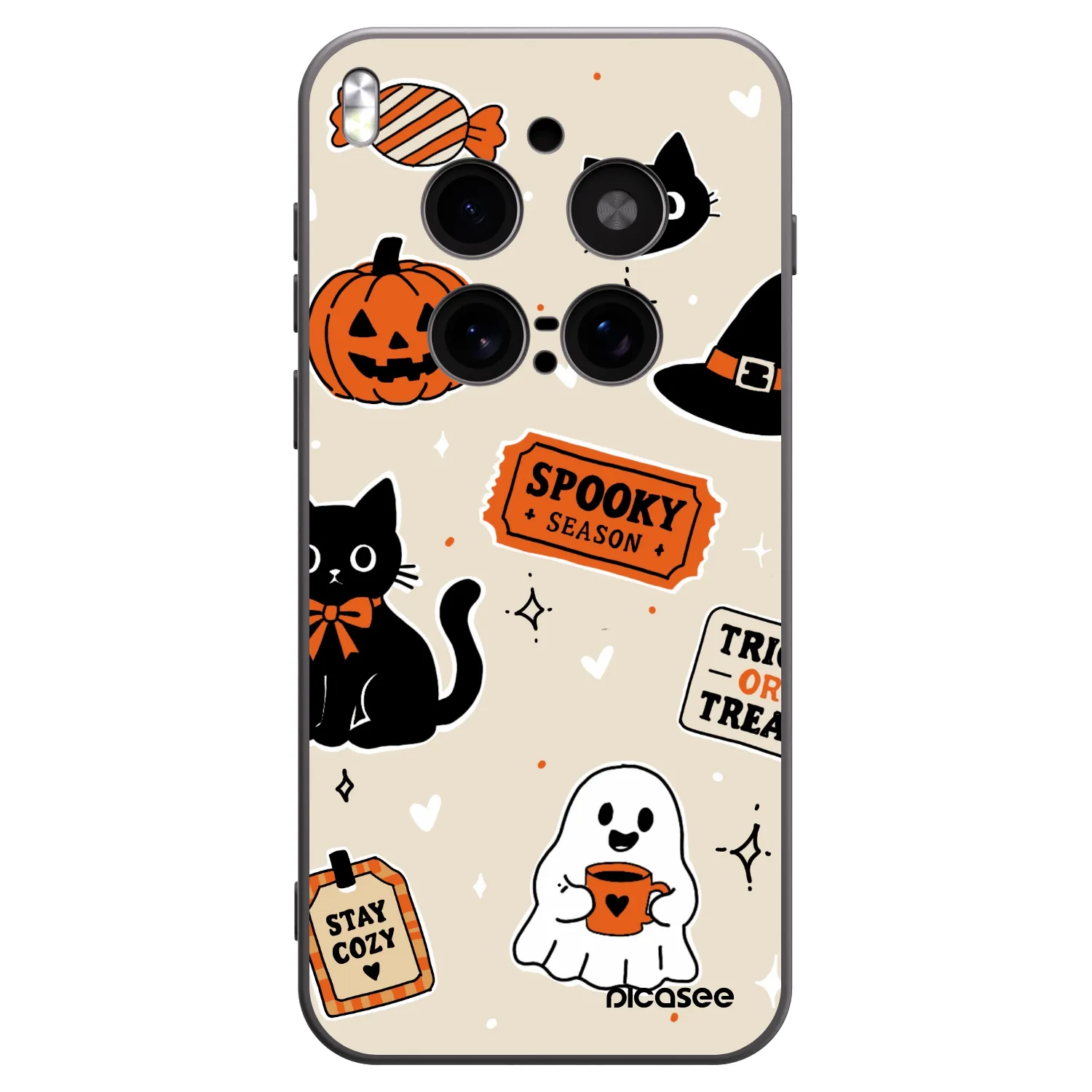 Picasee silikonový černý obal pro Vivo X300 Pro - Halloween stickers