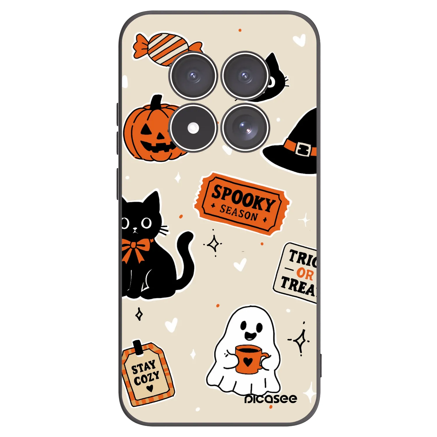 Picasee silikonový černý obal pro Xiaomi Redmi Note 15 Pro 5G - Halloween stickers