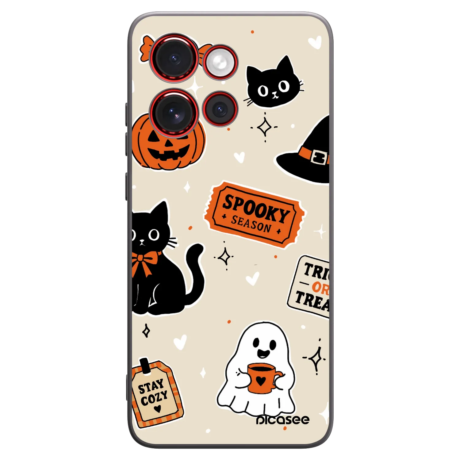 Picasee silikonový černý obal pro Motorola Edge 60 Neo 5G - Halloween stickers