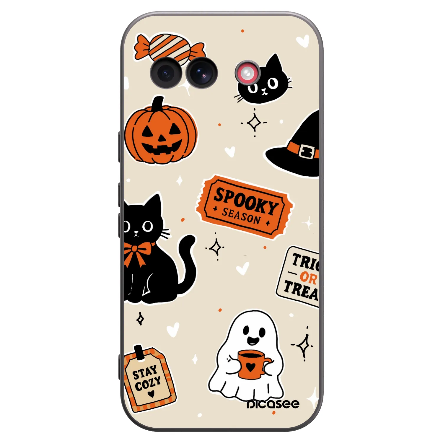Picasee silikonový černý obal pro Google Pixel 10a - Halloween stickers
