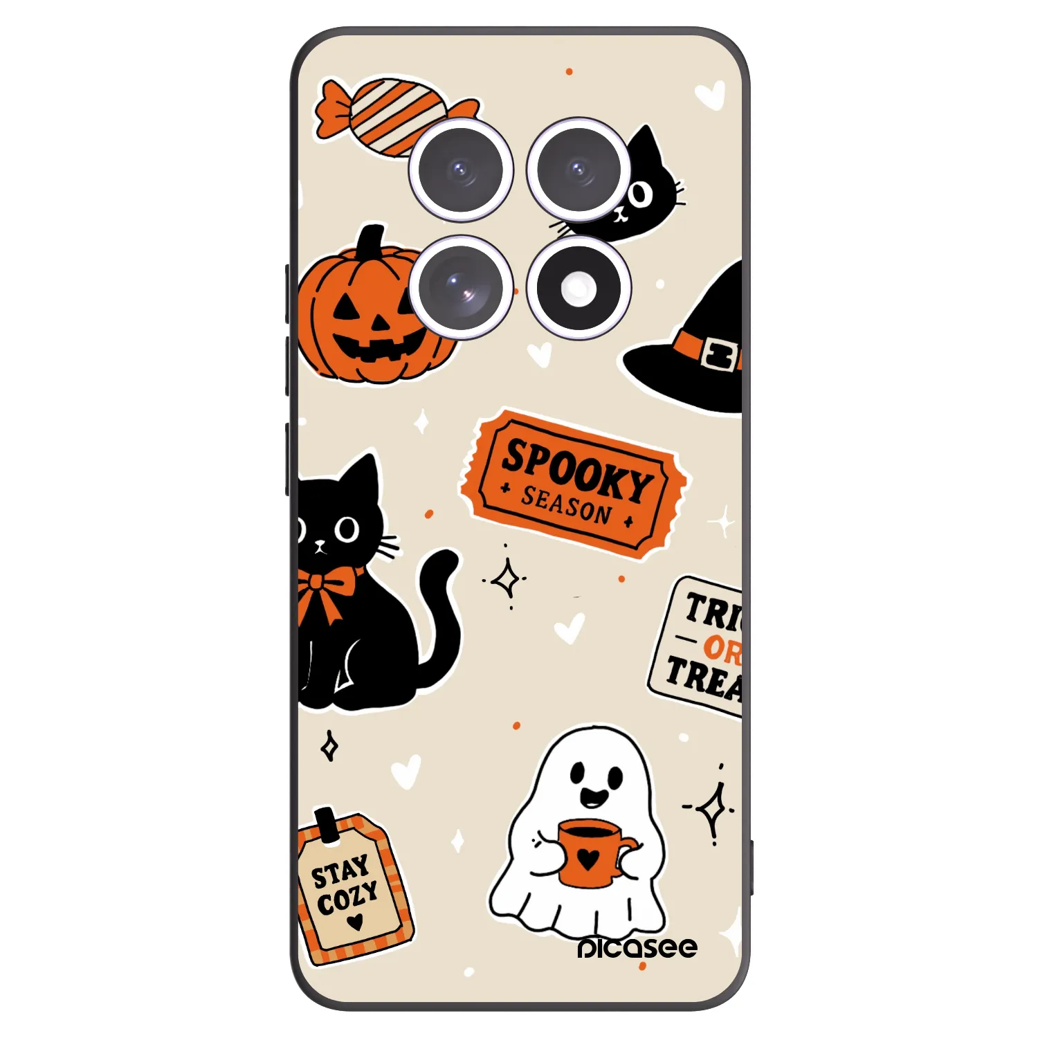 Picasee silikonový černý obal pro Xiaomi Redmi Note 15 5G - Halloween stickers