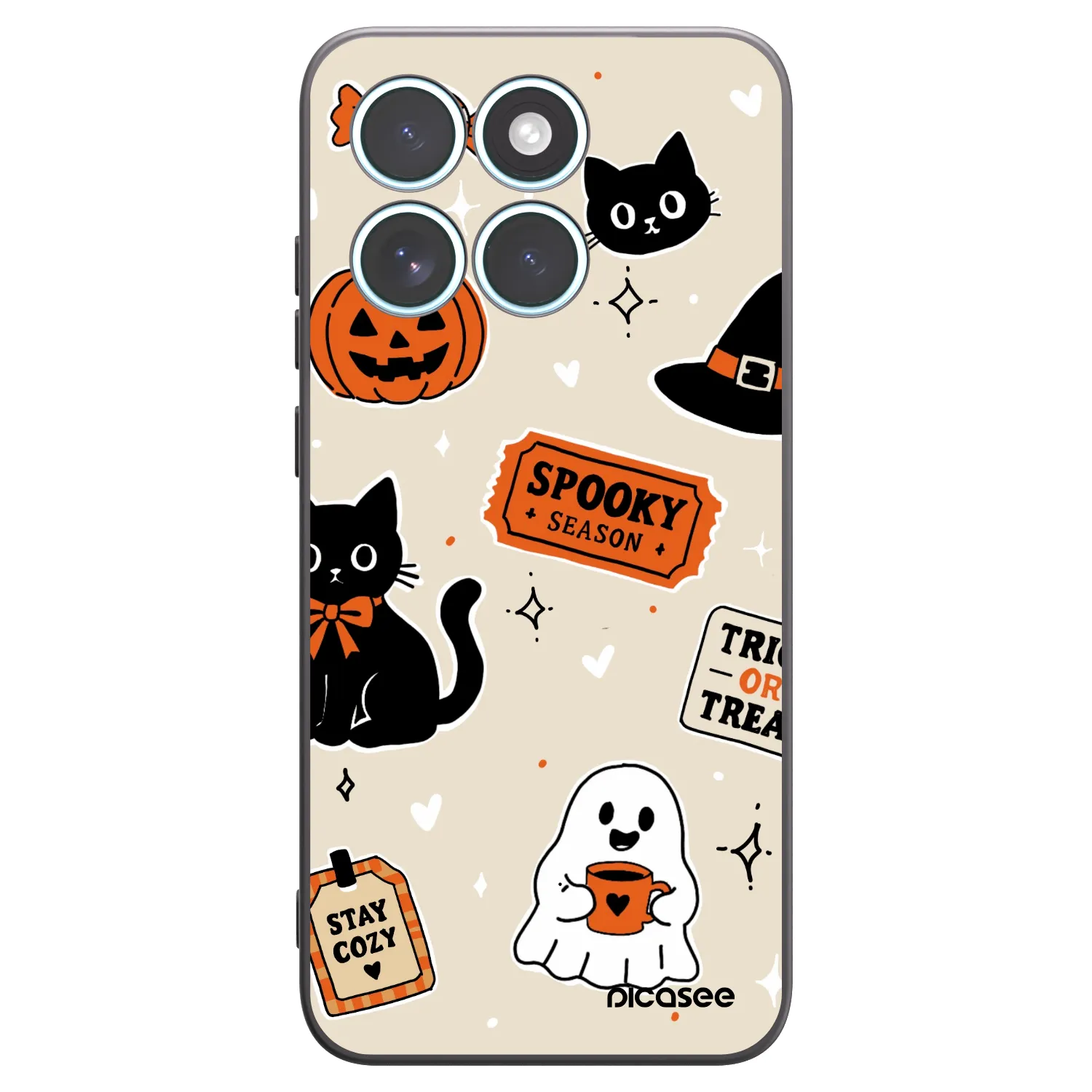 Picasee silikonový černý obal pro Motorola Edge 70 Fusion - Halloween stickers
