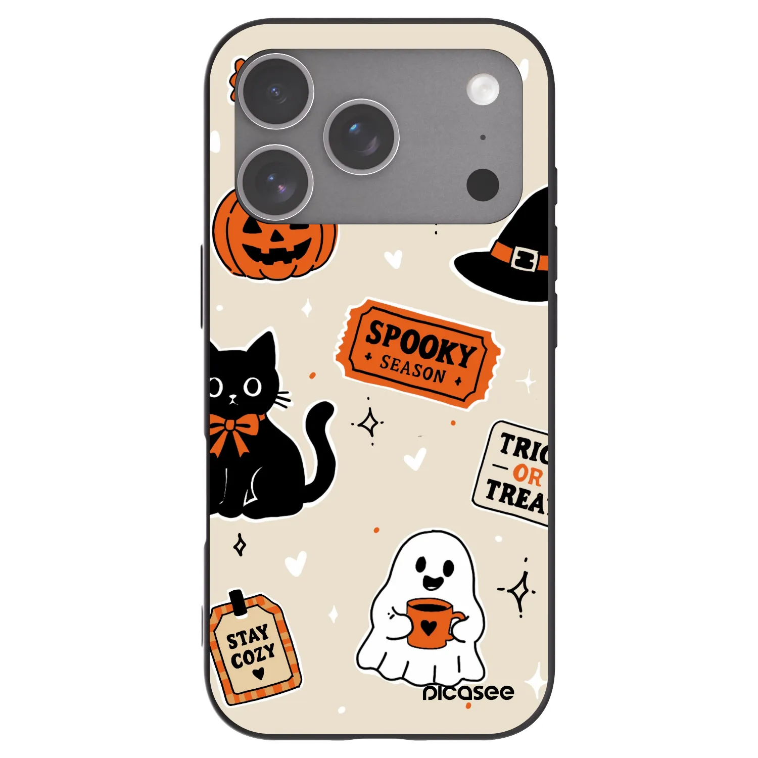 Picasee silikonový černý obal pro Apple iPhone 18 Pro - Halloween stickers