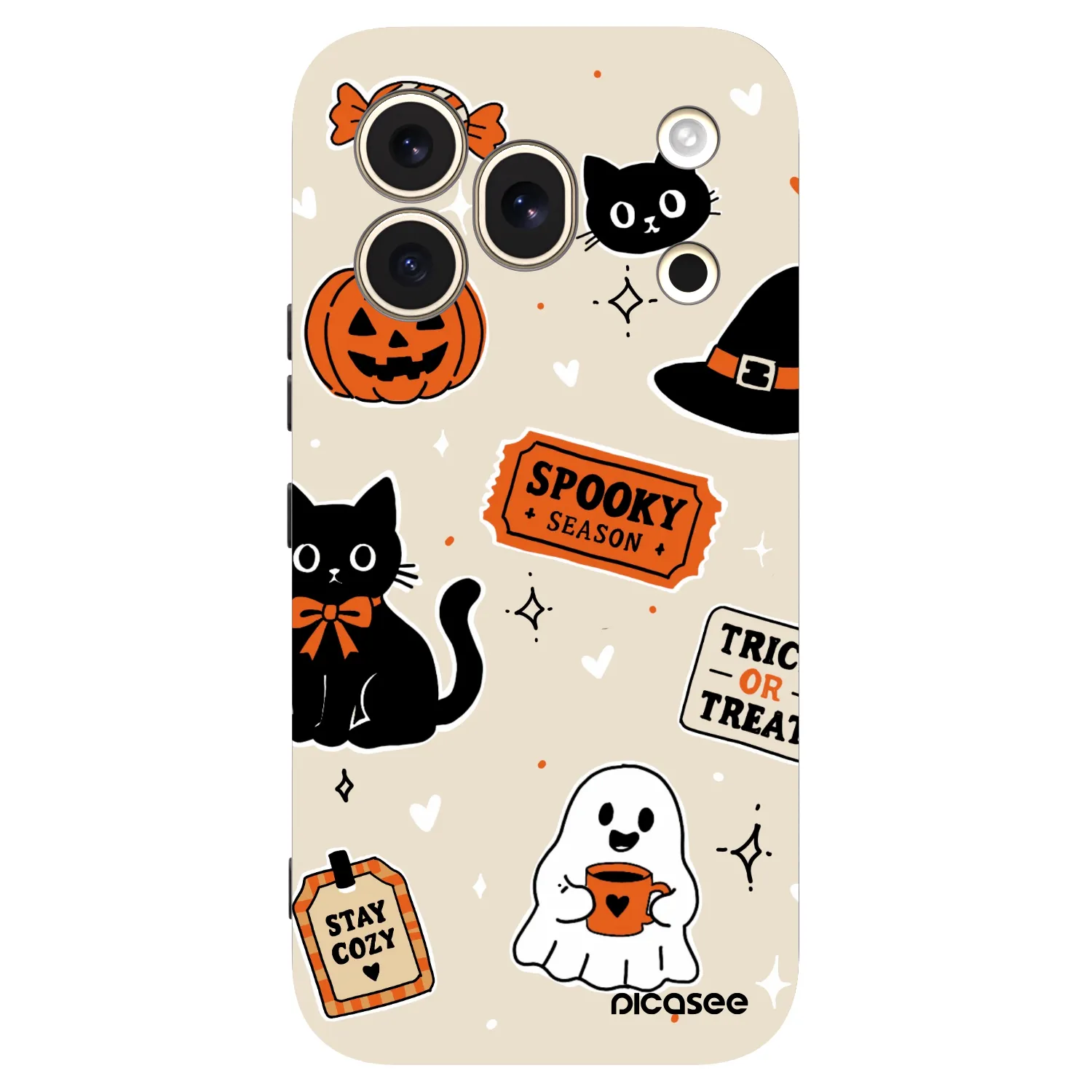 Picasee silikonový černý obal pro Honor 600 Pro - Halloween stickers