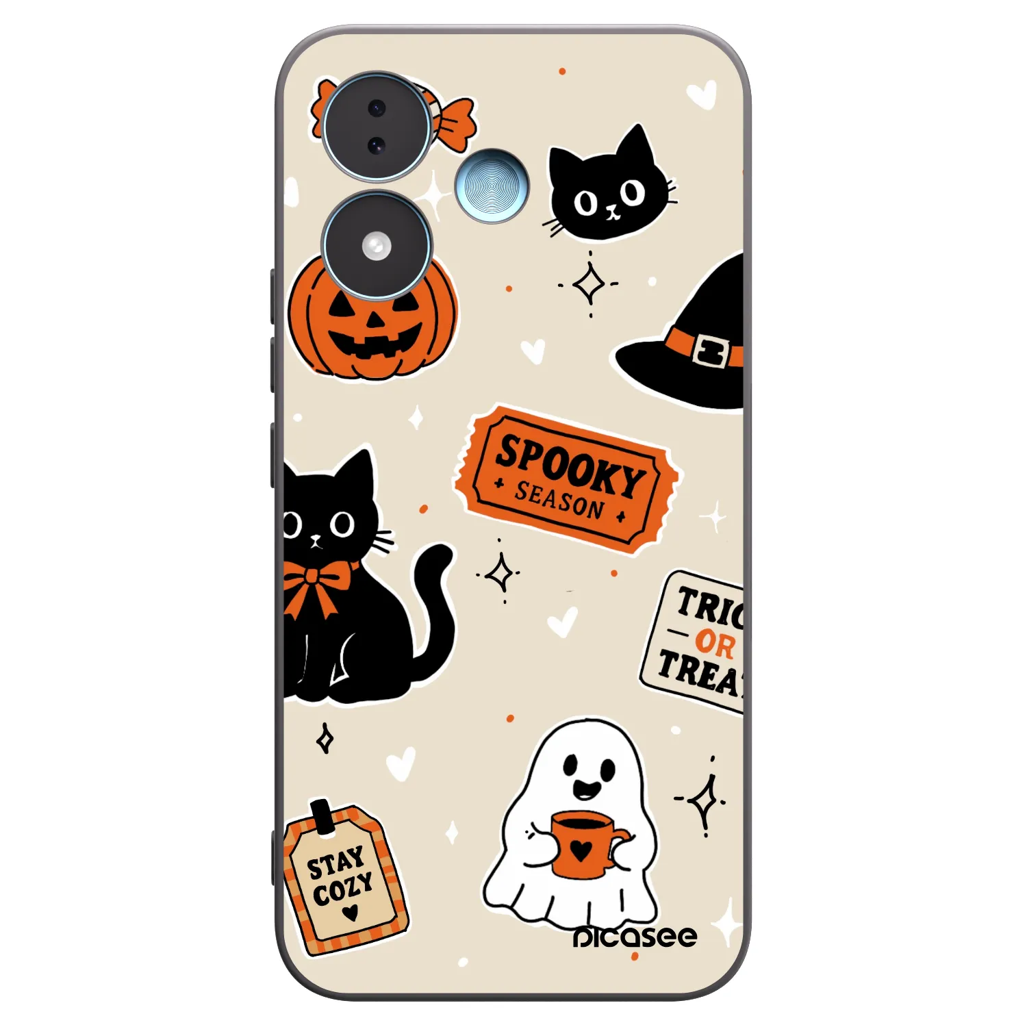 Picasee silikonový černý obal pro Xiaomi Redmi Note 17 5G - Halloween stickers