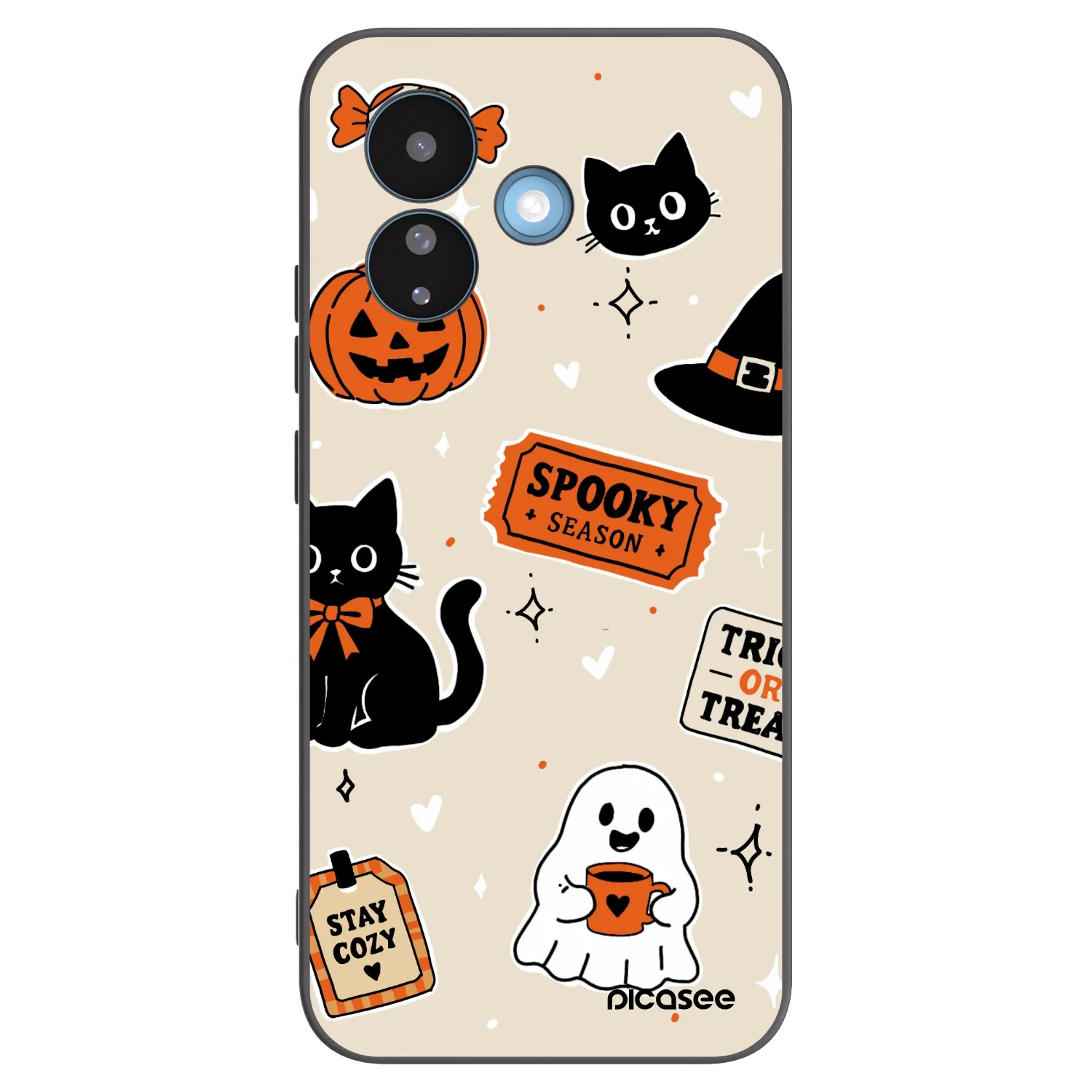 Picasee silikonový černý obal pro Xiaomi Redmi Note 17 Pro 5G - Halloween stickers