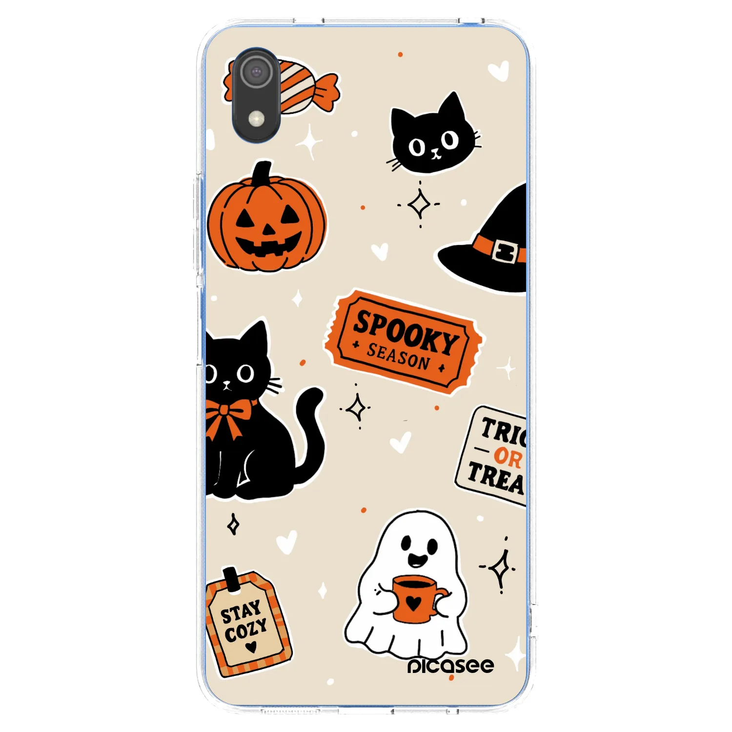 Picasee silikonový průhledný obal pro Xiaomi Redmi 7A - Halloween stickers