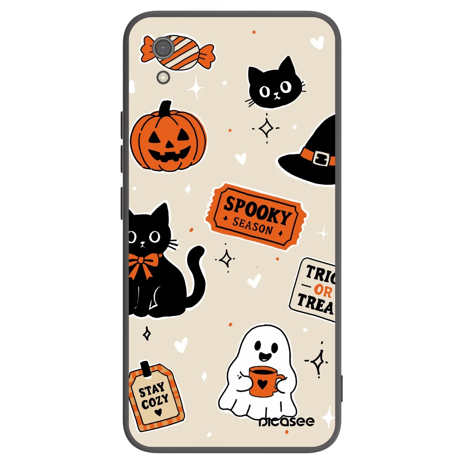 Picasee silikonový černý obal pro Xiaomi Redmi 7A - Halloween stickers