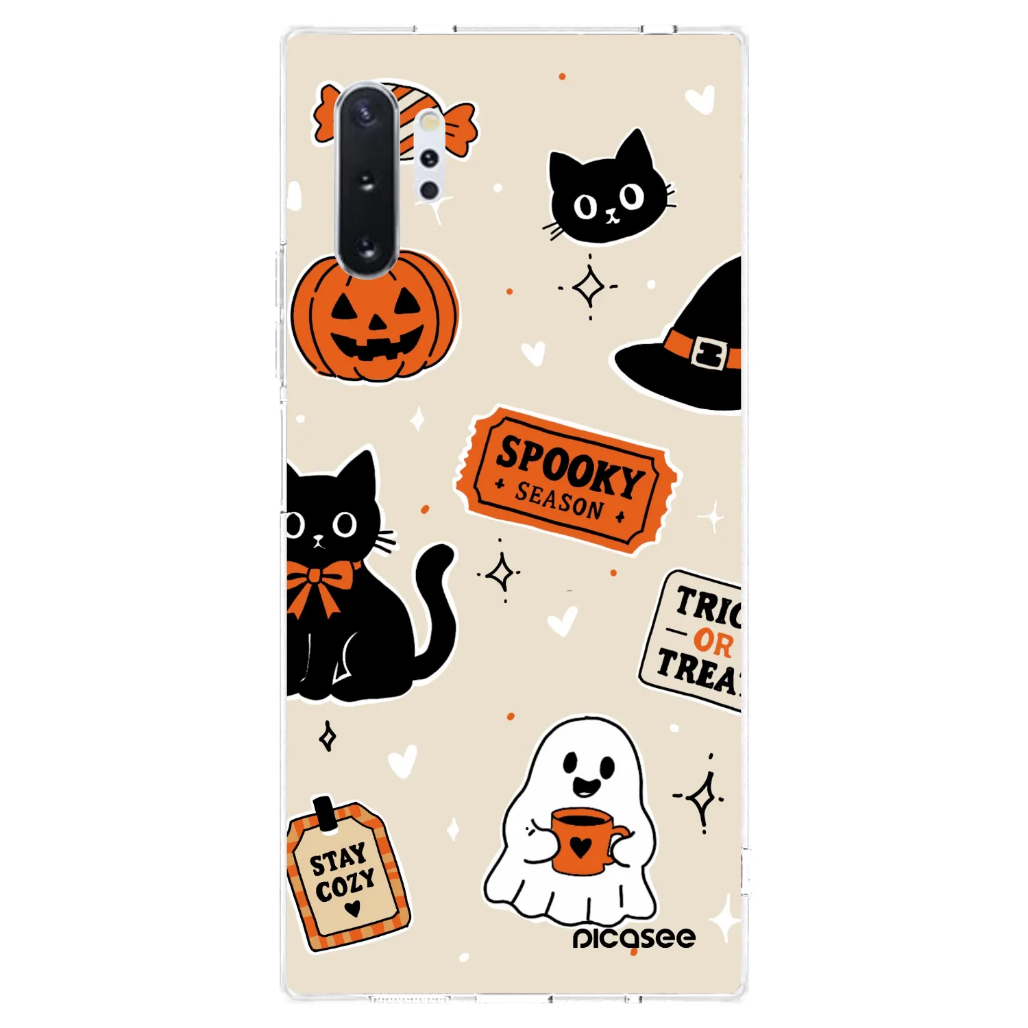 Picasee silikonový průhledný obal pro Samsung Galaxy Note 10+ N975F - Halloween stickers