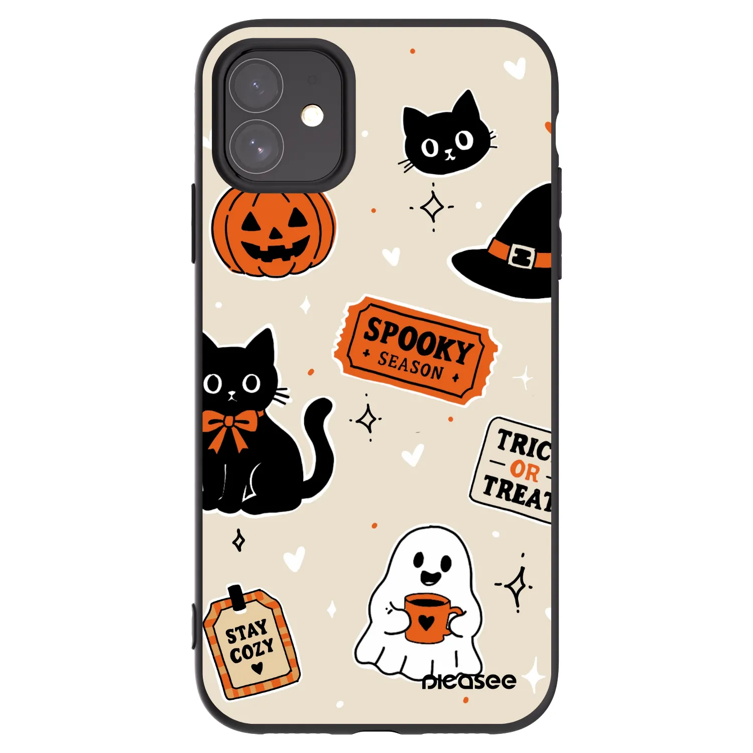 Picasee silikonový černý obal pro Apple iPhone 11 - Halloween stickers
