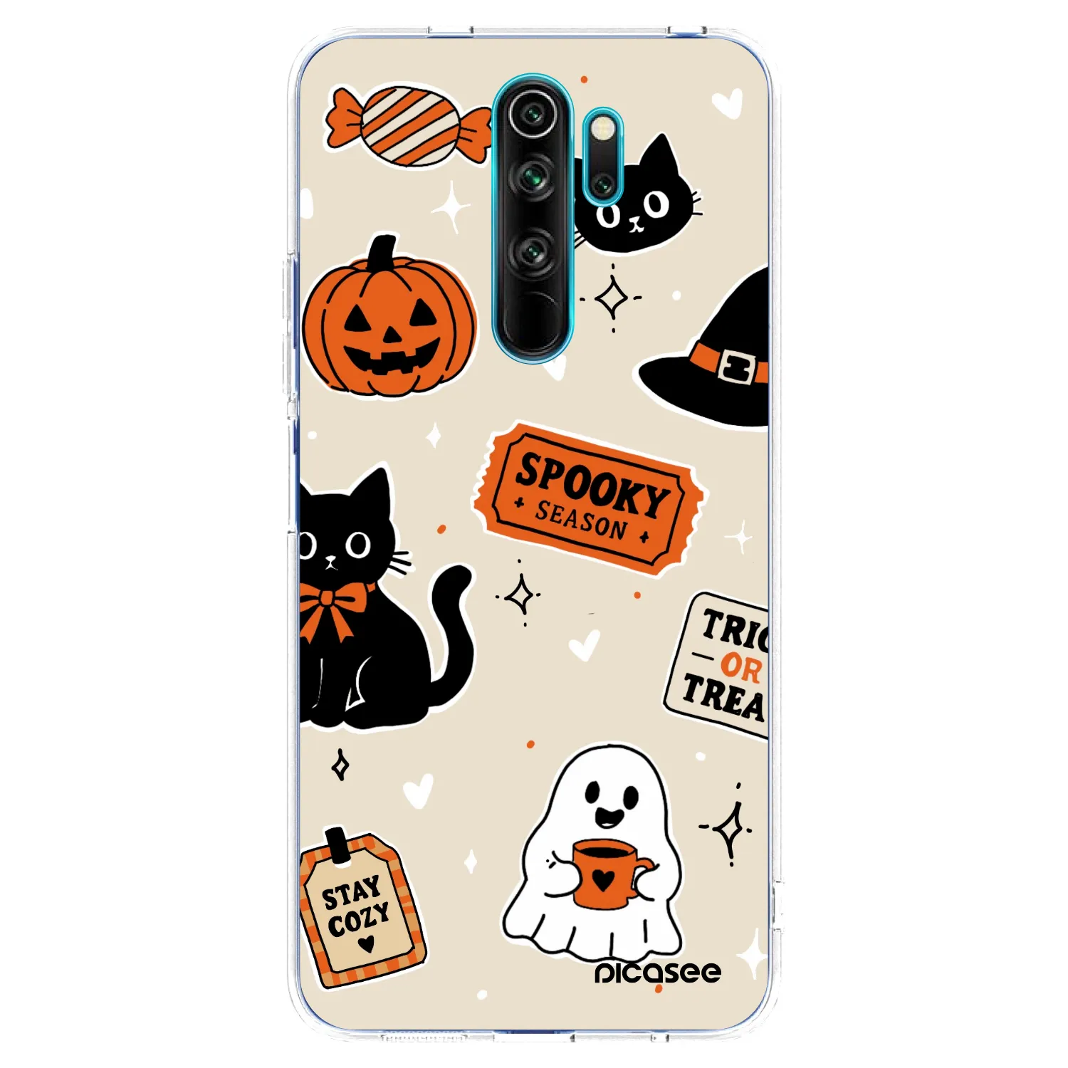 Picasee silikonový průhledný obal pro Xiaomi Redmi Note 8 Pro - Halloween stickers