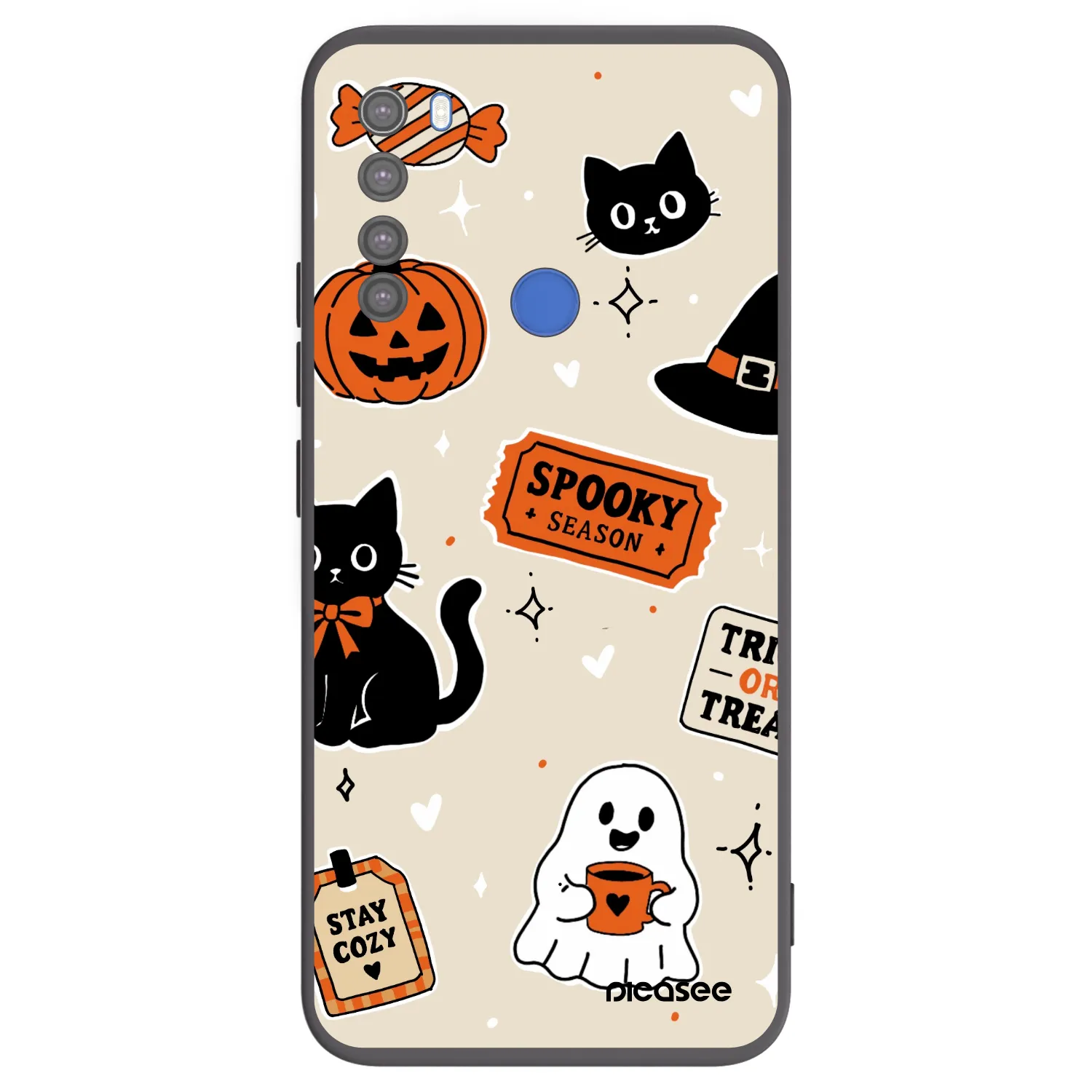 Picasee silikonový černý obal pro Xiaomi Redmi Note 8T - Halloween stickers
