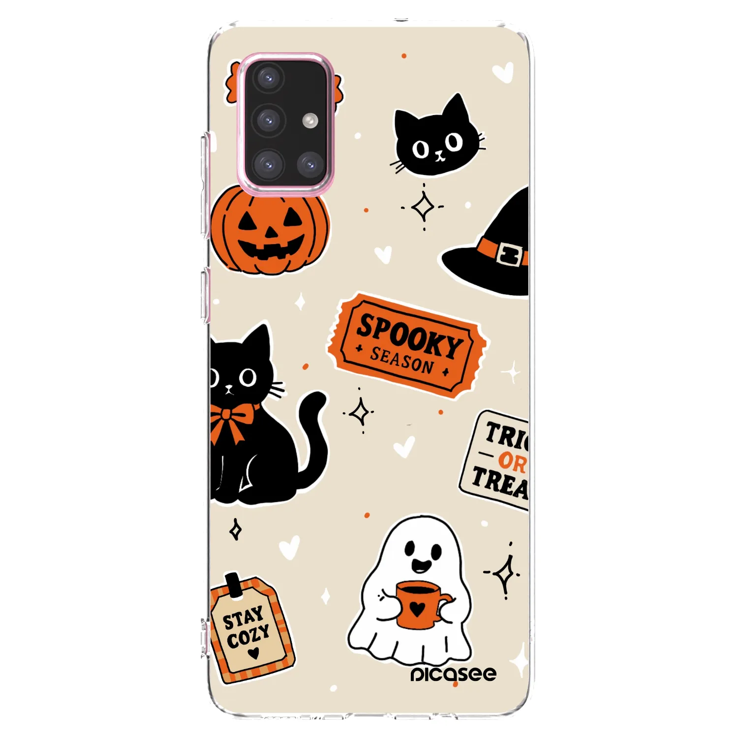 Picasee silikonový průhledný obal pro Samsung Galaxy A71 A715F - Halloween stickers